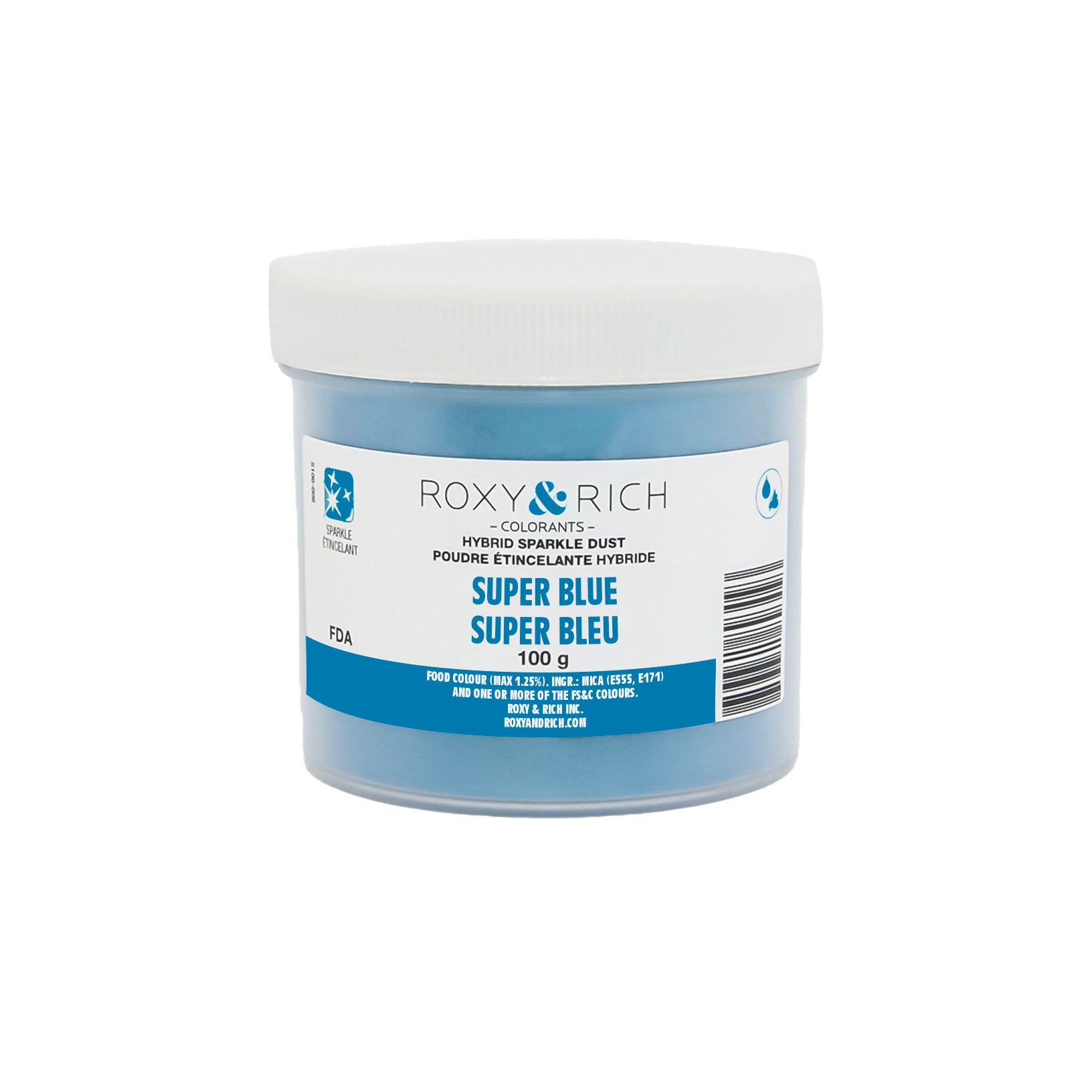 Poudre étincelante hybride Super Bleu 100g - Roxy & Rich - Poudre étincelante - S100-007 - La Guilde Culinaire