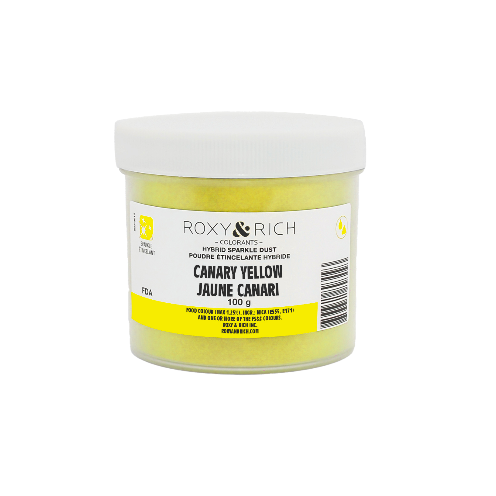 Poudre étincelante hybride Jaune Canari 100g - Roxy & Rich - Poudre étincelante - S100-012 - La Guilde Culinaire