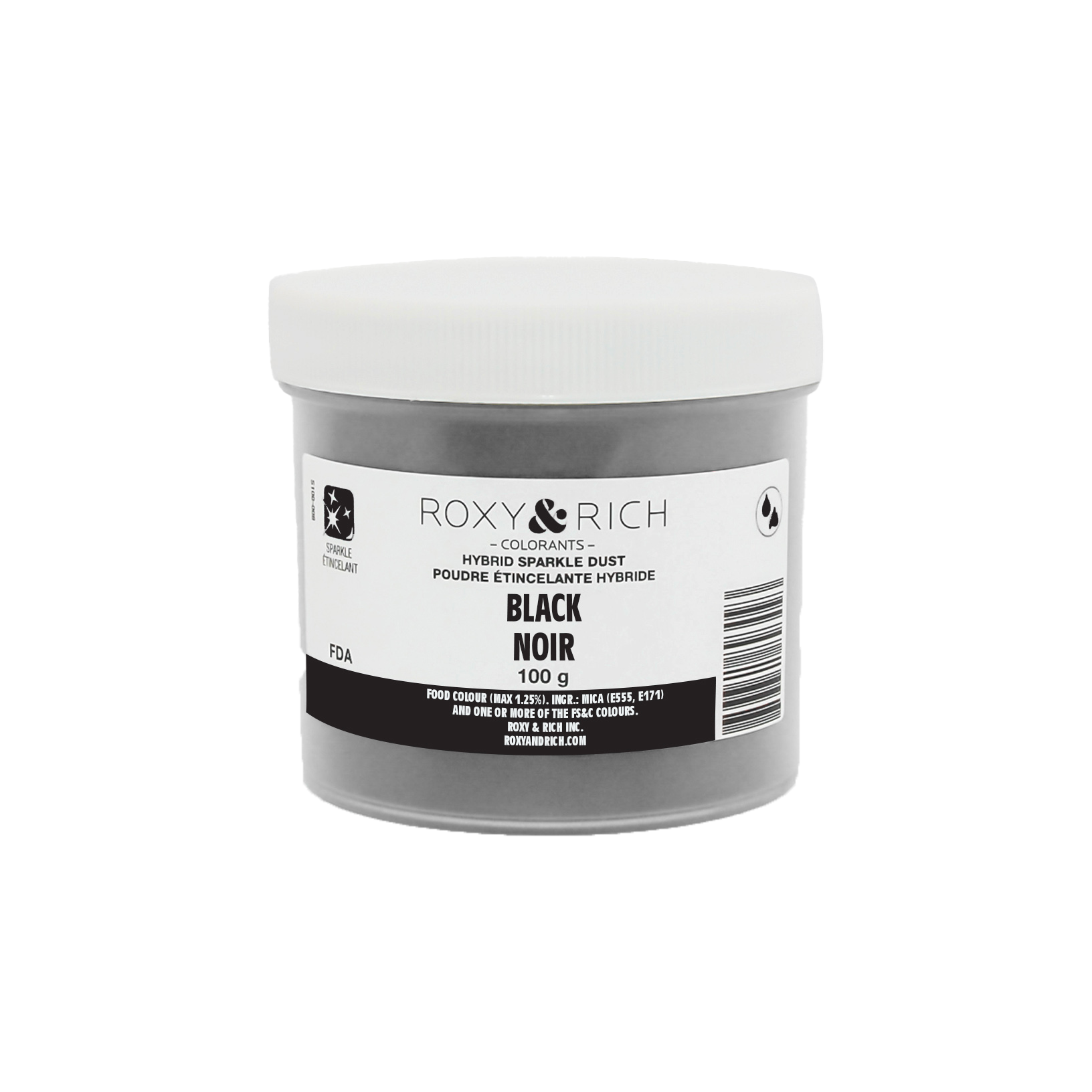 Poudre étincelante hybride Noir 100g - Roxy & Rich - Poudre étincelante - S100-014 - La Guilde Culinaire