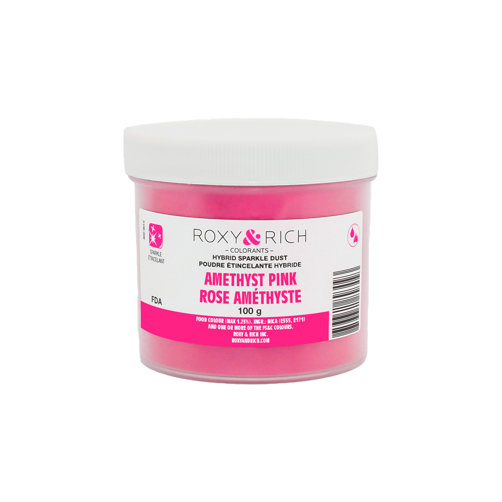 Poudre étincelante hybride Rose Améthyste 100g - Roxy & Rich - Poudre étincelante - S100-021 - La Guilde Culinaire