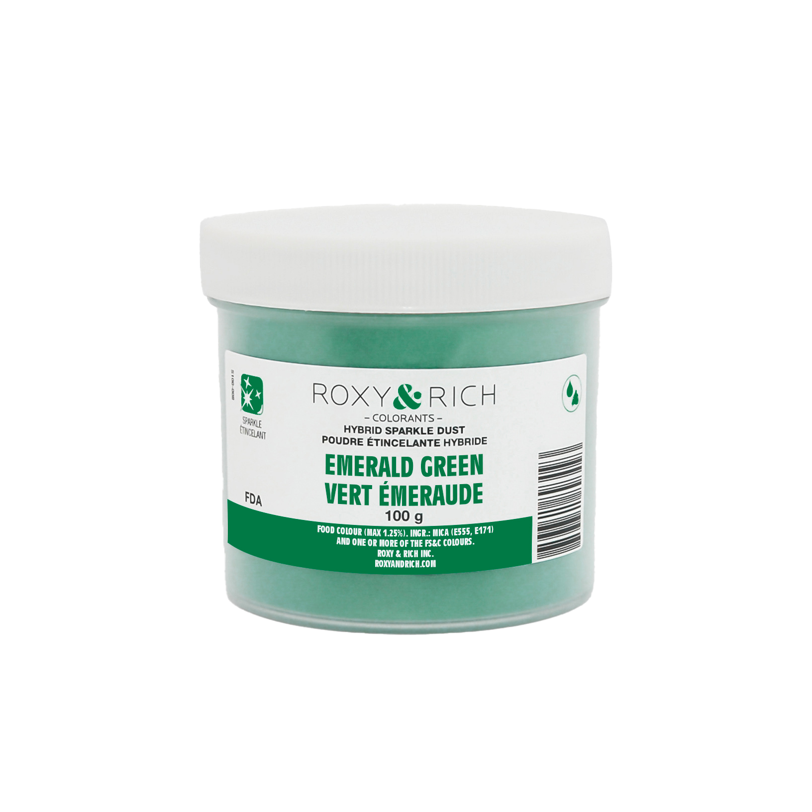 Poudre étincelante hybride Vert Émeraude 100g - Roxy & Rich - Poudre étincelante - S100-033 - La Guilde Culinaire