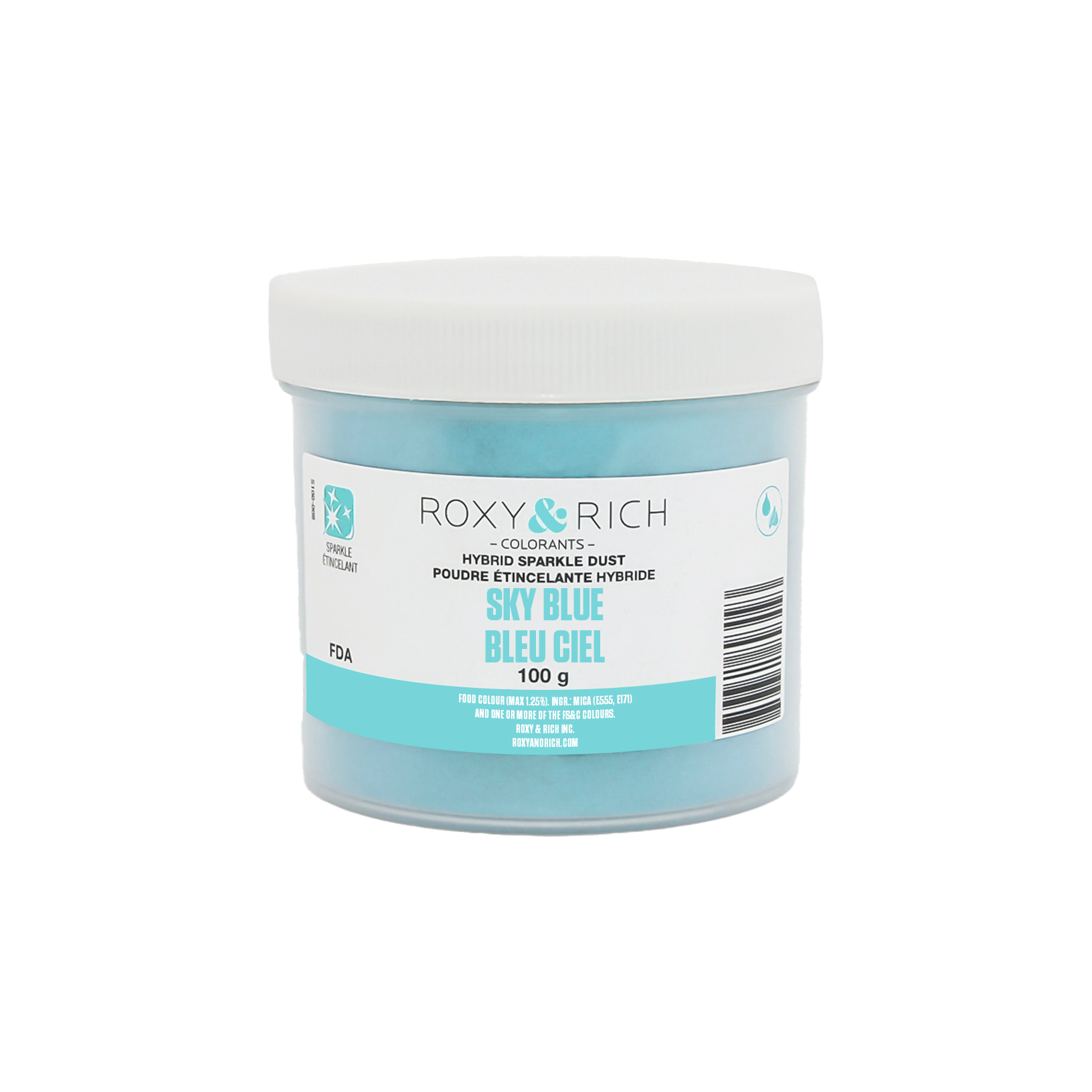 Poudre étincelante hybride Bleu Ciel 100g - Roxy & Rich - Poudre étincelante - S100-041 - La Guilde Culinaire