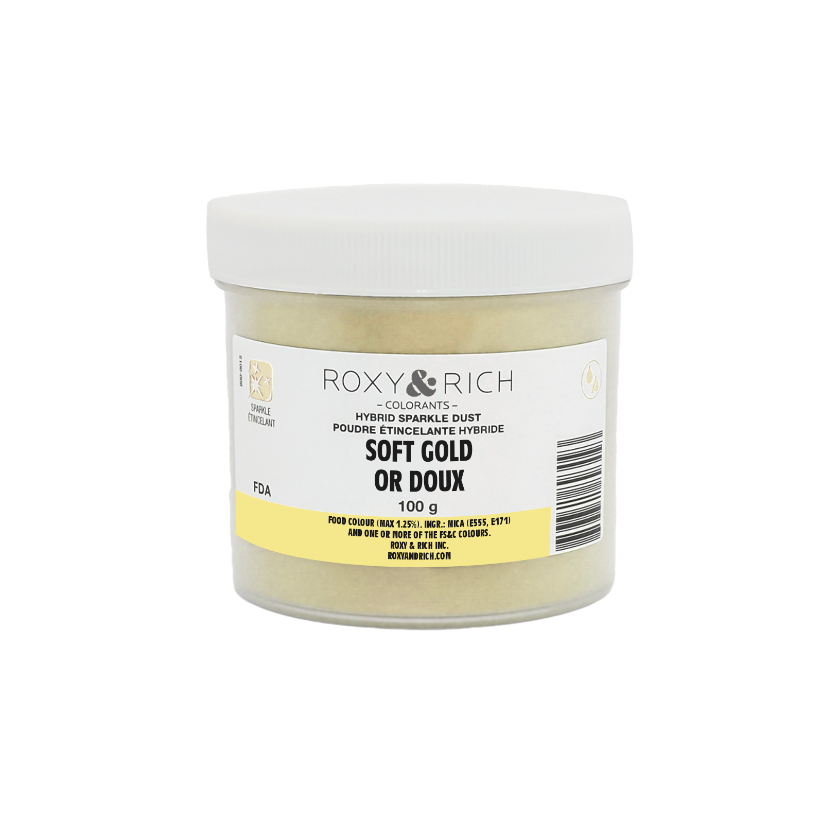 Poudre étincelante hybride Or Doux 100g - Roxy & Rich - Poudre étincelante - S100-045 - La Guilde Culinaire