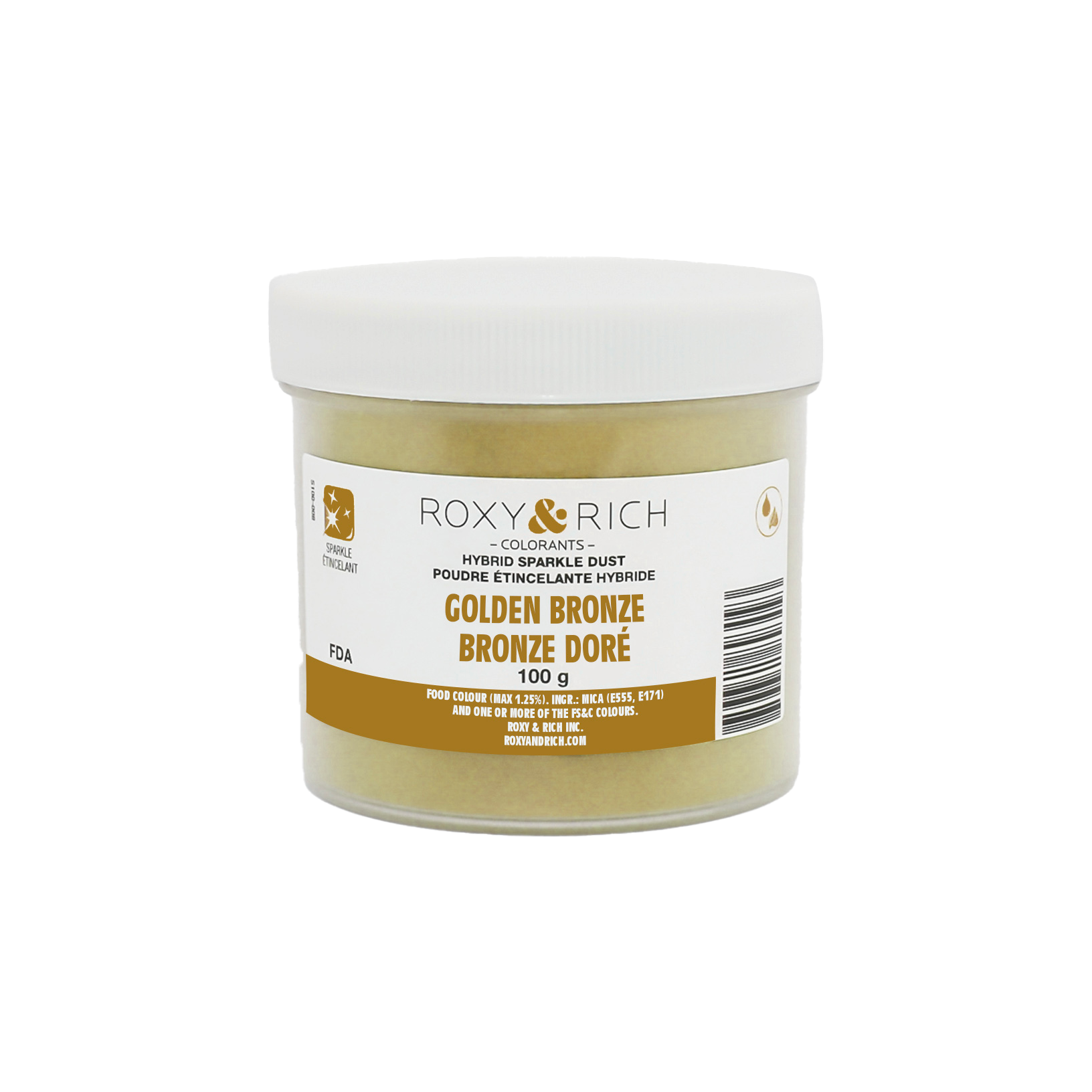 Poudre étincelante hybride Bronze Doré 100g - Roxy & Rich - Poudre étincelante - S100-051 - La Guilde Culinaire