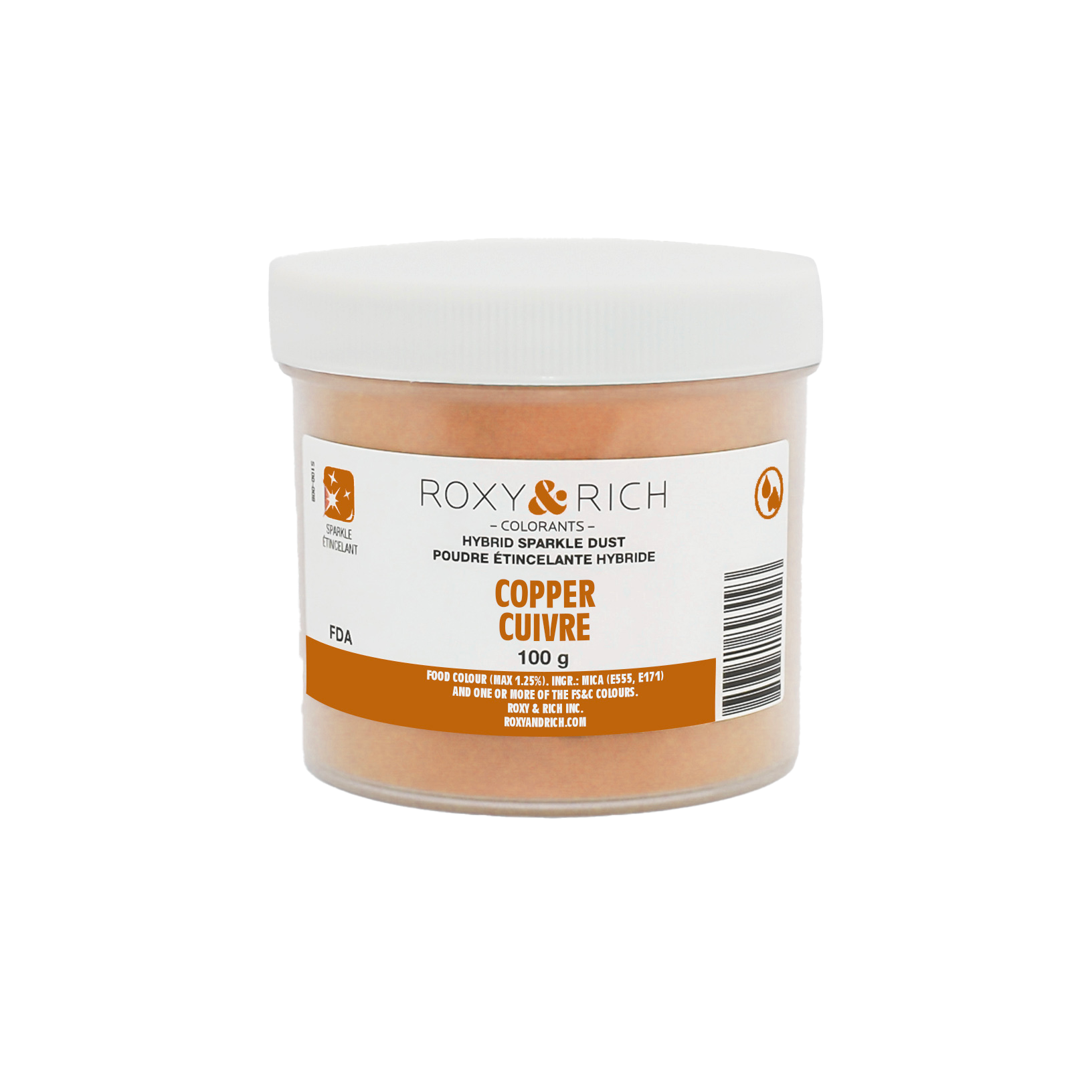 Poudre étincelante hybride Cuivre 100g - Roxy & Rich - Poudre étincelante - S100-052 - La Guilde Culinaire