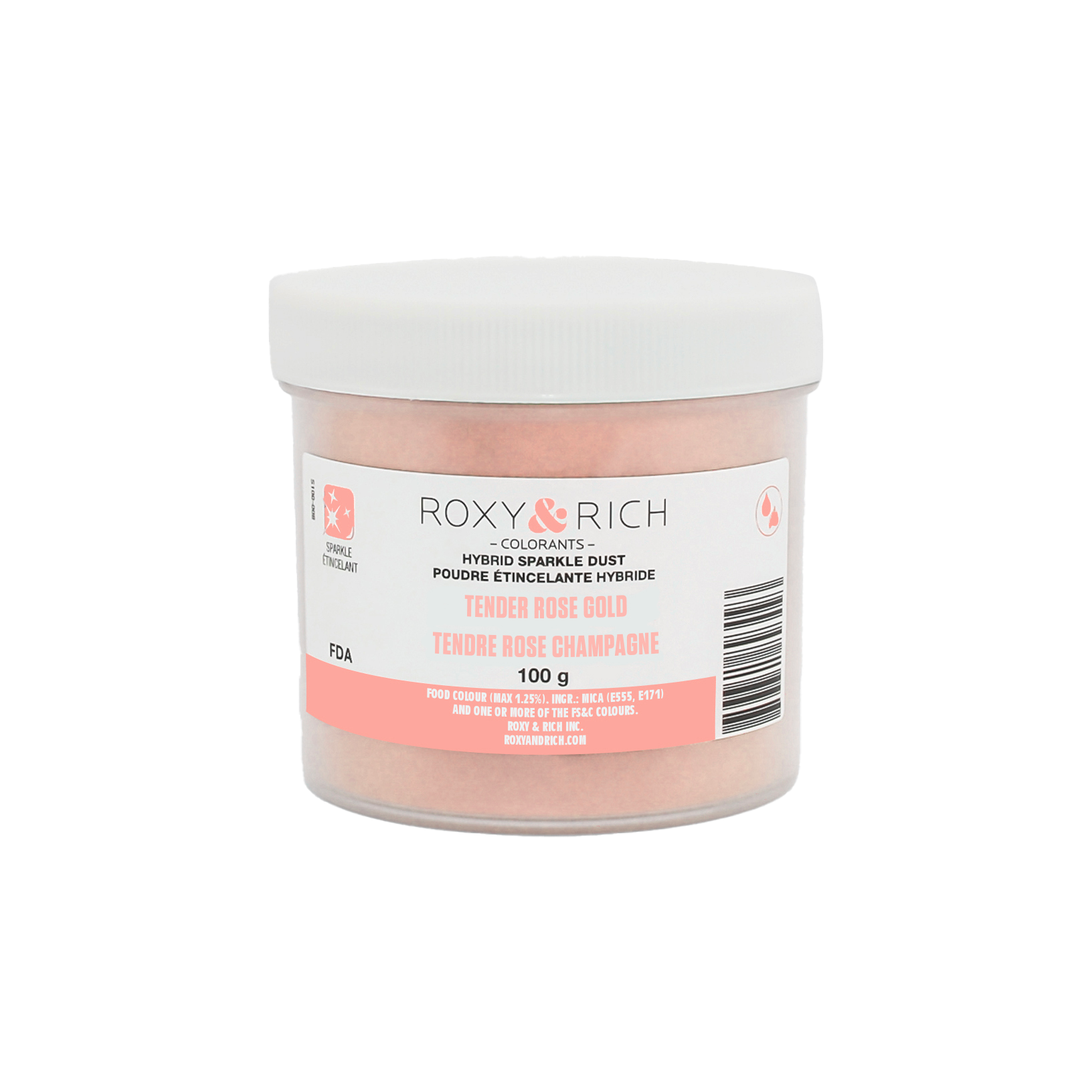 Poudre étincelante hybride Tendre Rose Champagne 100g - Roxy & Rich - Poudre étincelante - S100-053 - La Guilde Culinaire