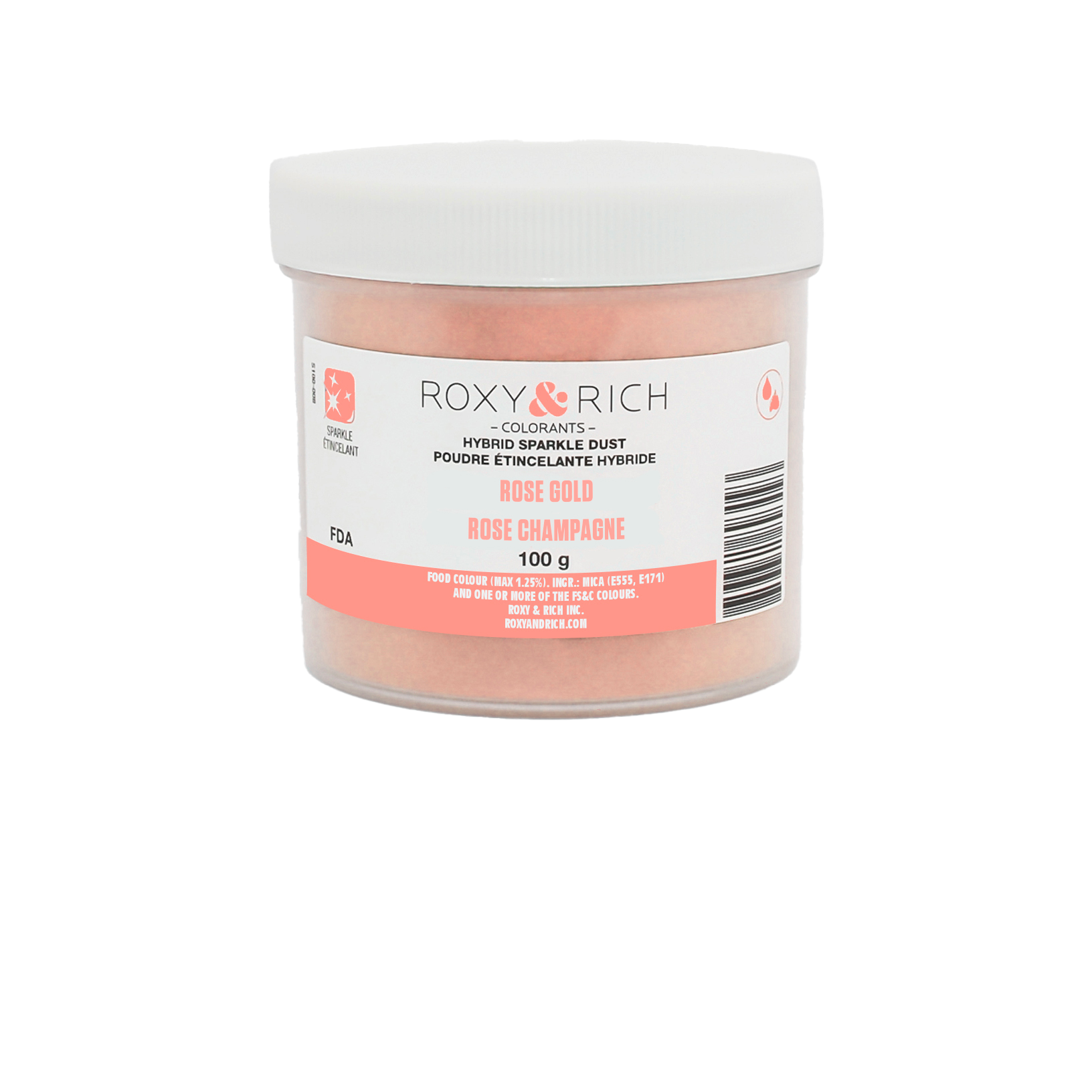 Poudre étincelante hybride Rose Champagne 100g - Roxy & Rich - Poudre étincelante - S100-054 - La Guilde Culinaire