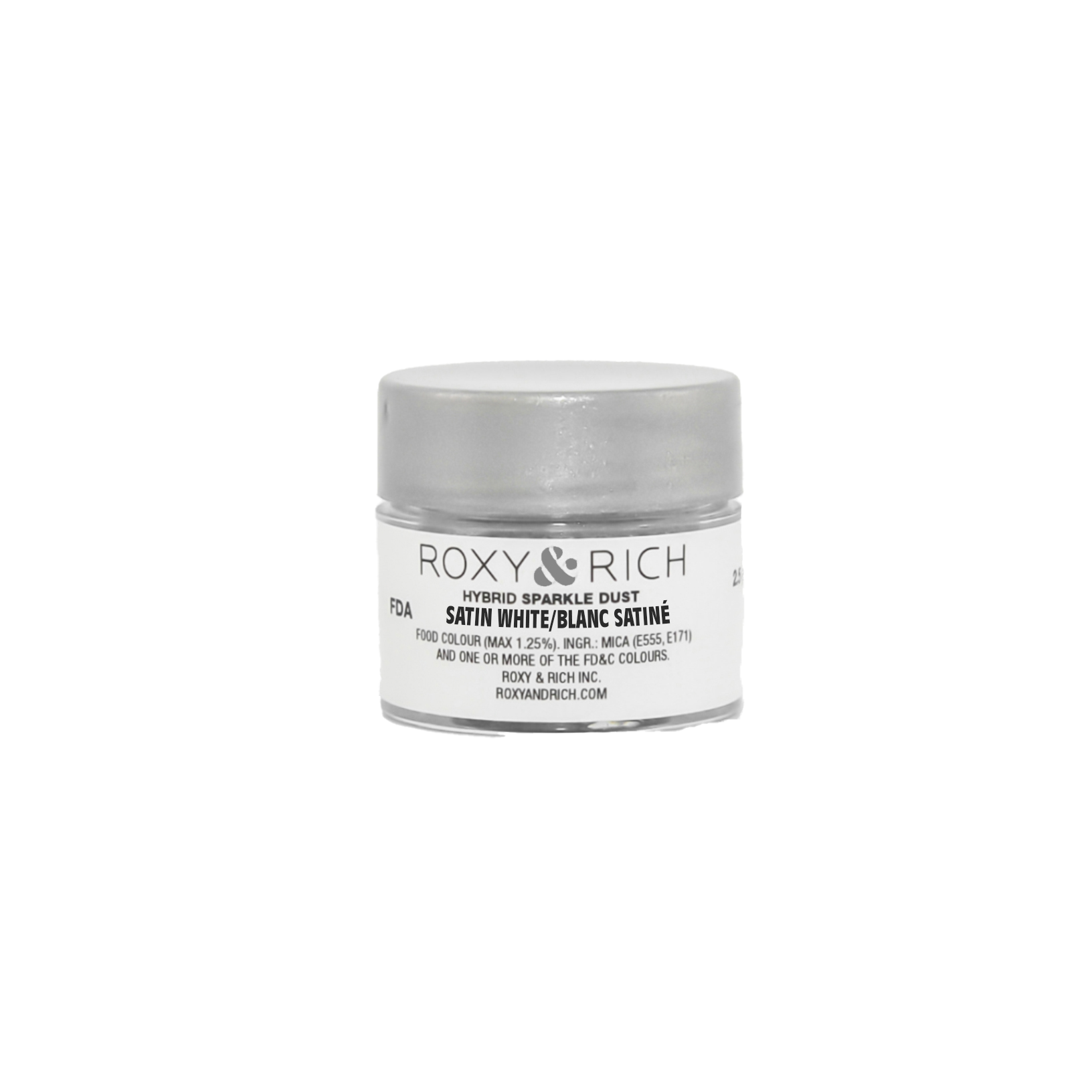 Poudre étincelante hybride Blanc Satiné 2.5g - Roxy & Rich - Poudre étincelante - S2-002 - La Guilde Culinaire