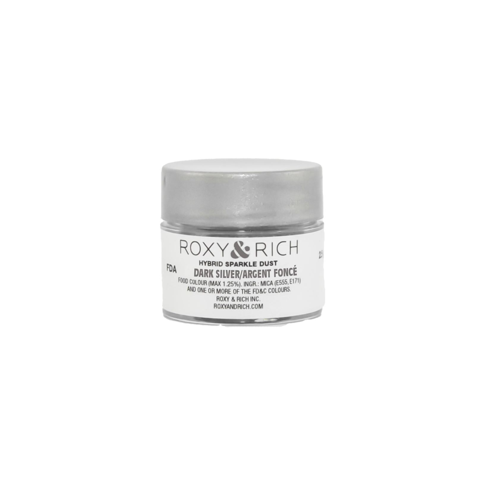 Poudre étincelante hybride Argent Foncé 2.5g - Roxy & Rich - Poudre étincelante - S2-050 - La Guilde Culinaire