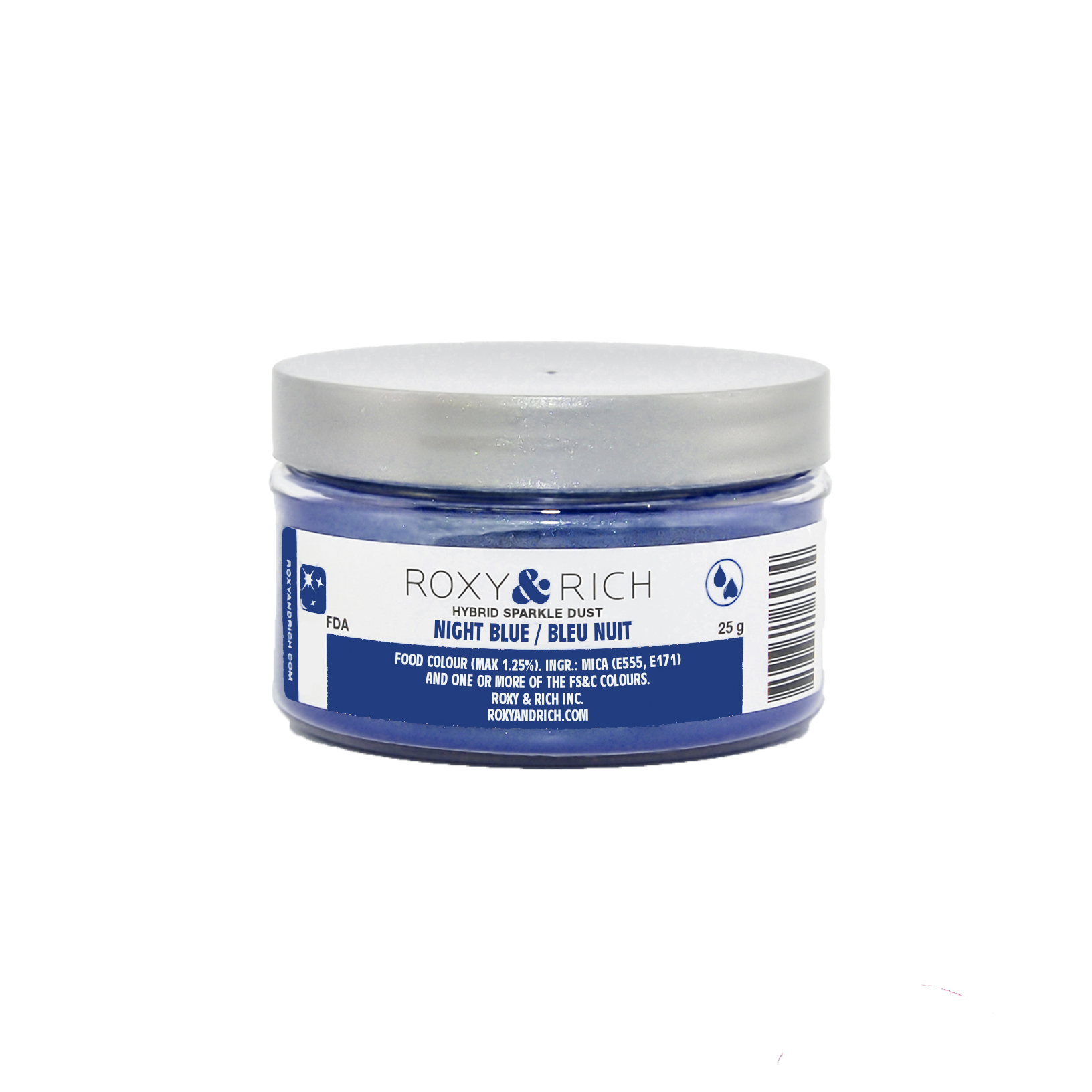 Poudre étincelante hybride Bleu Nuit 25g - Roxy & Rich - Poudre étincelante - S25-006 - La Guilde Culinaire