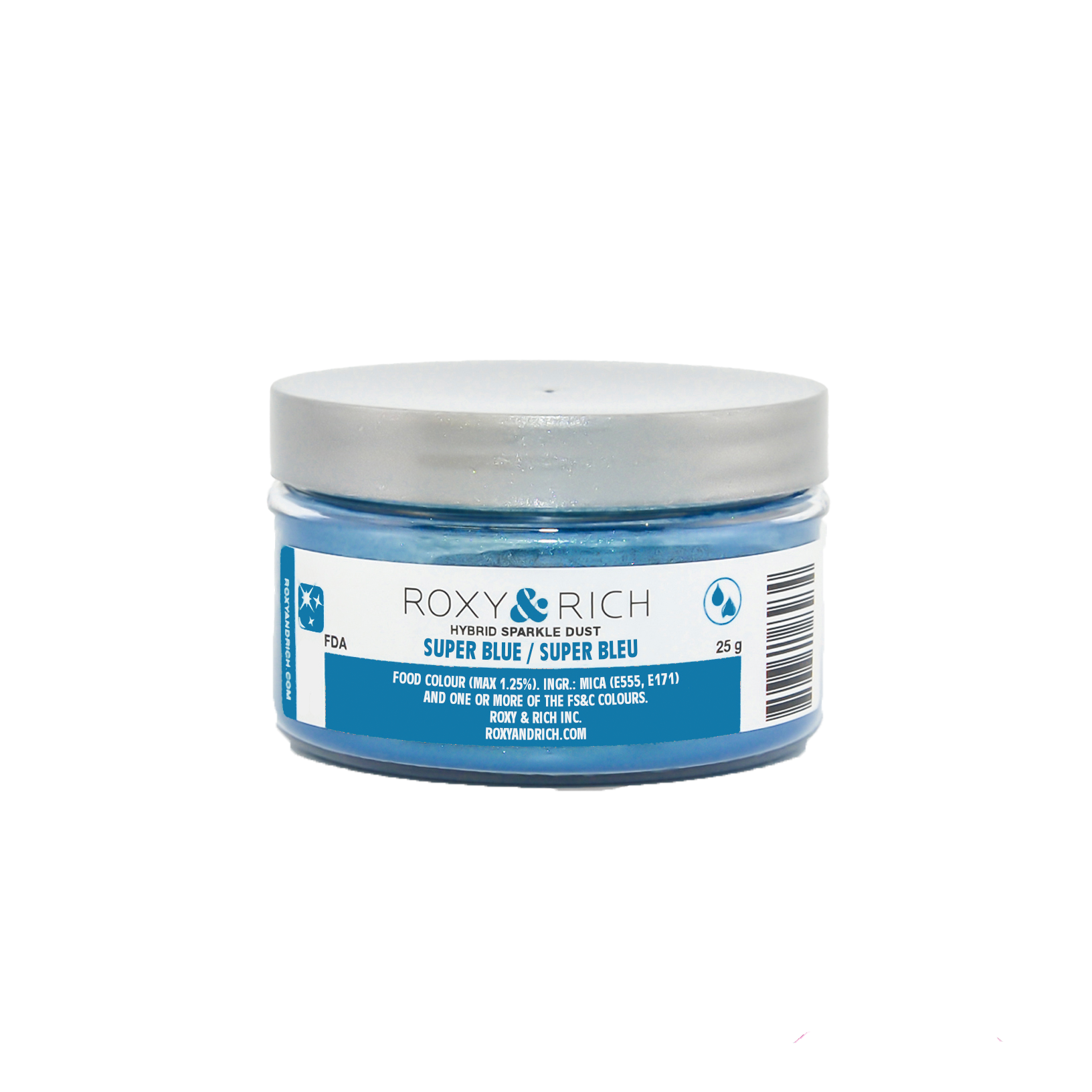 Poudre étincelante hybride Super Bleu 25g - Roxy & Rich - Poudre étincelante - S25-007 - La Guilde Culinaire