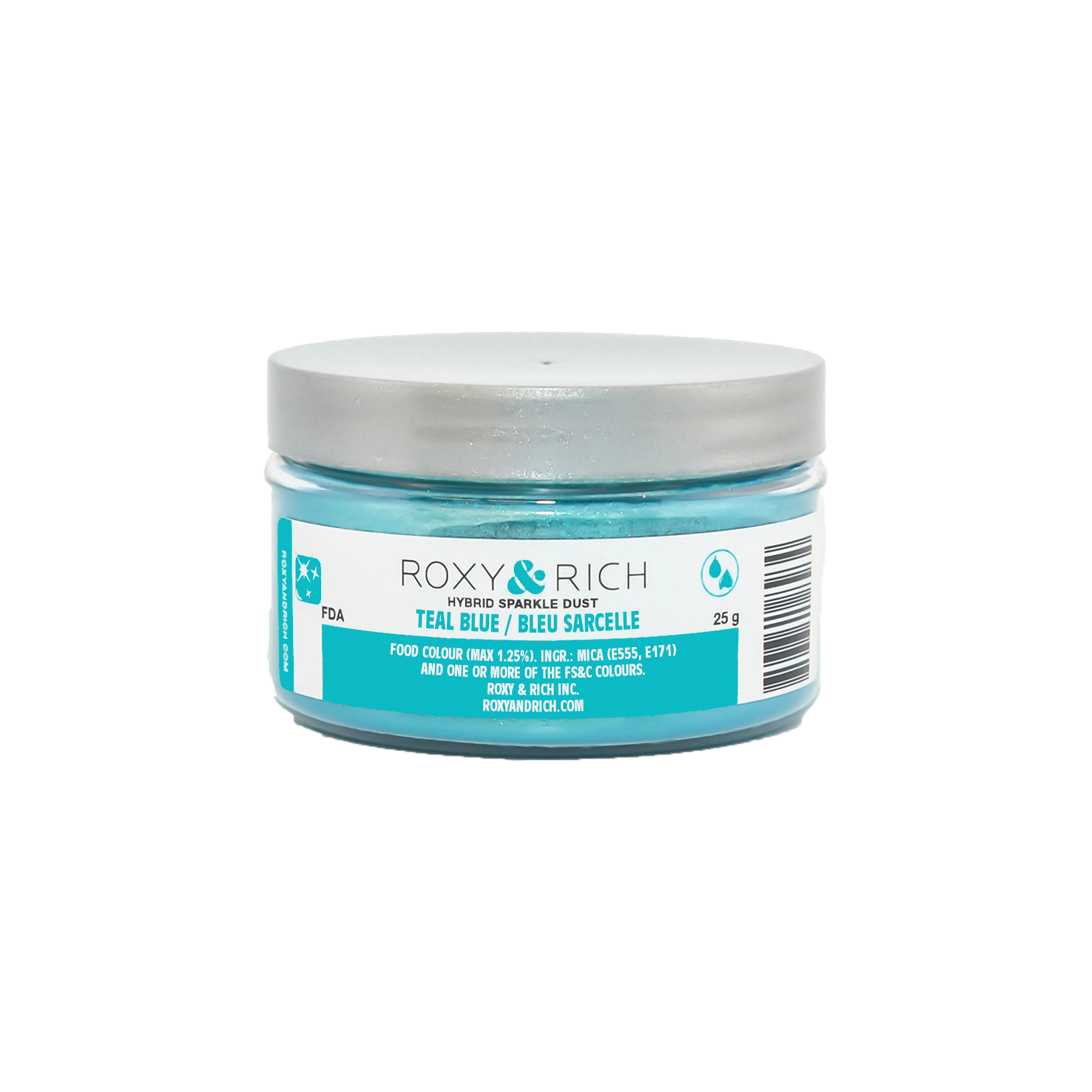 Poudre étincelante hybride Bleu Sarcelle 25g - Roxy & Rich - Poudre étincelante - S25-008 - La Guilde Culinaire