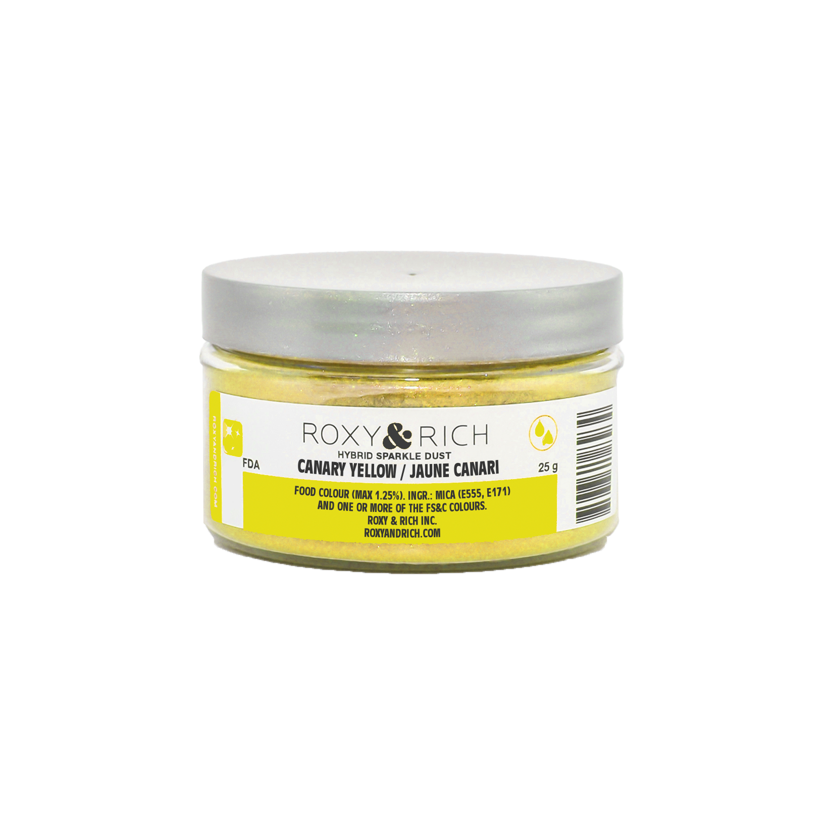 Poudre étincelante hybride Jaune Canari 25g - Roxy & Rich - Poudre étincelante - S25-012 - La Guilde Culinaire