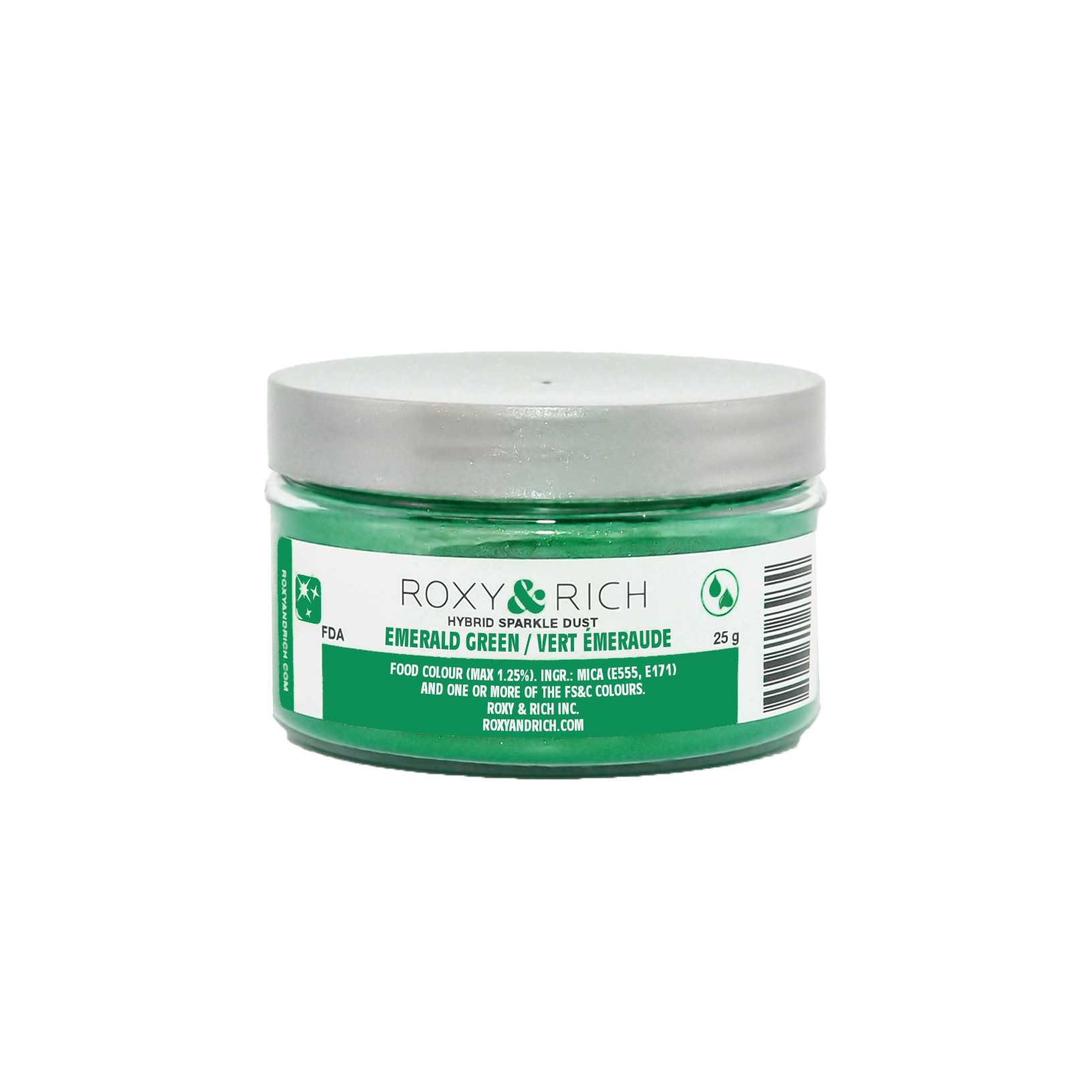 Poudre étincelante hybride Vert Émeraude 25g - Roxy & Rich - Poudre étincelante - S25-033 - La Guilde Culinaire