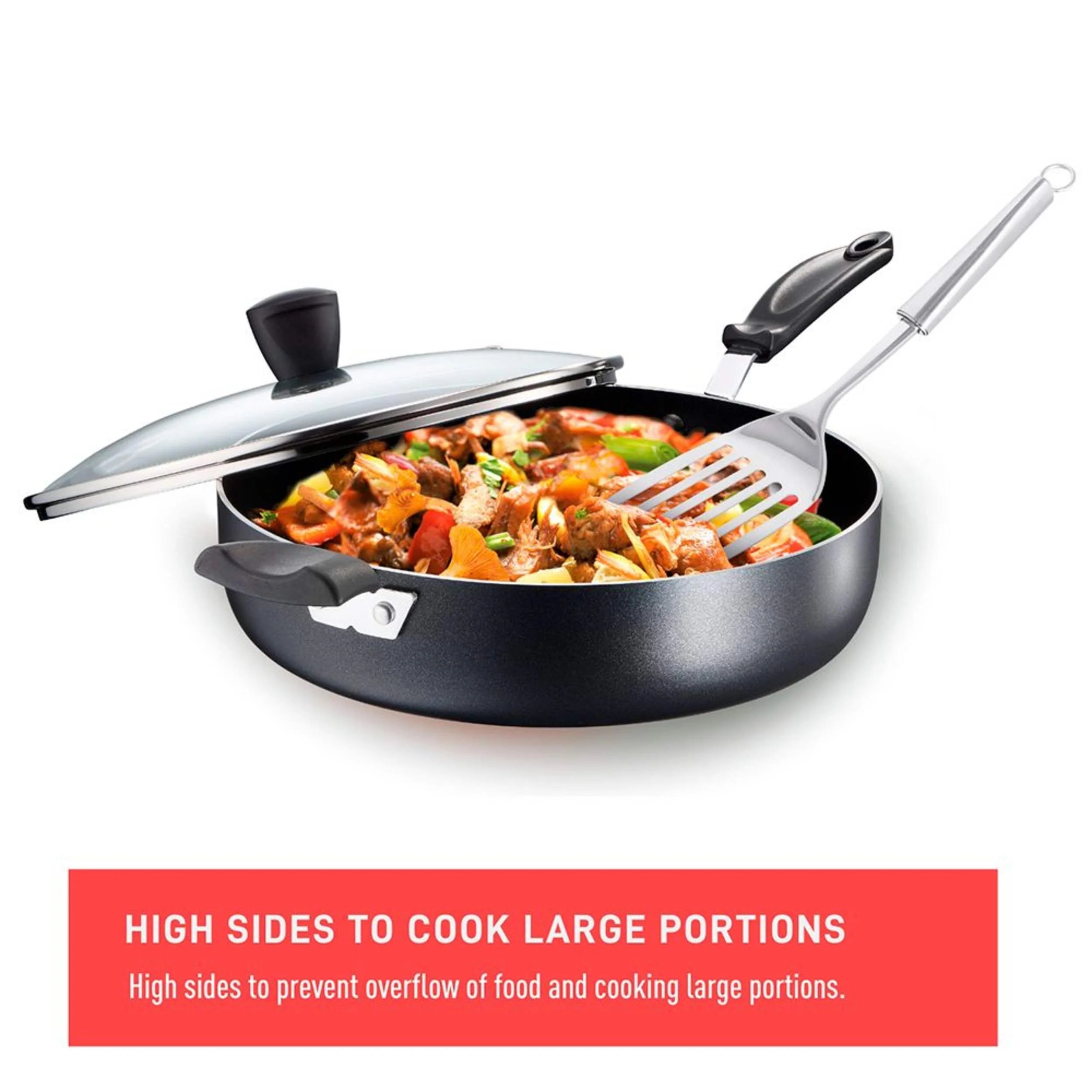 Sauteuse Viva Jumbo, antiadhésif, Noir, 5 pintes - T-fal - Poêle - - La Guilde Culinaire