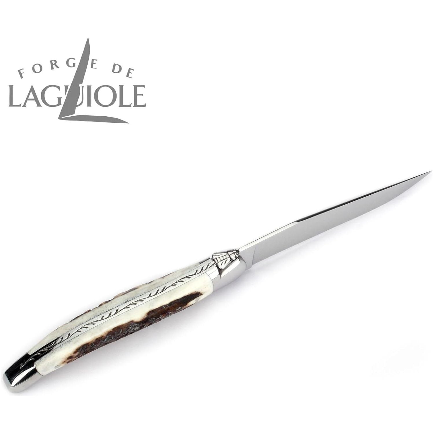 Coffret de 2 couteaux à steak, manche corne de cerf, coffret cadeau noir – Laguiole - Laguiole - Couteau à steak - - La Guilde Culinaire