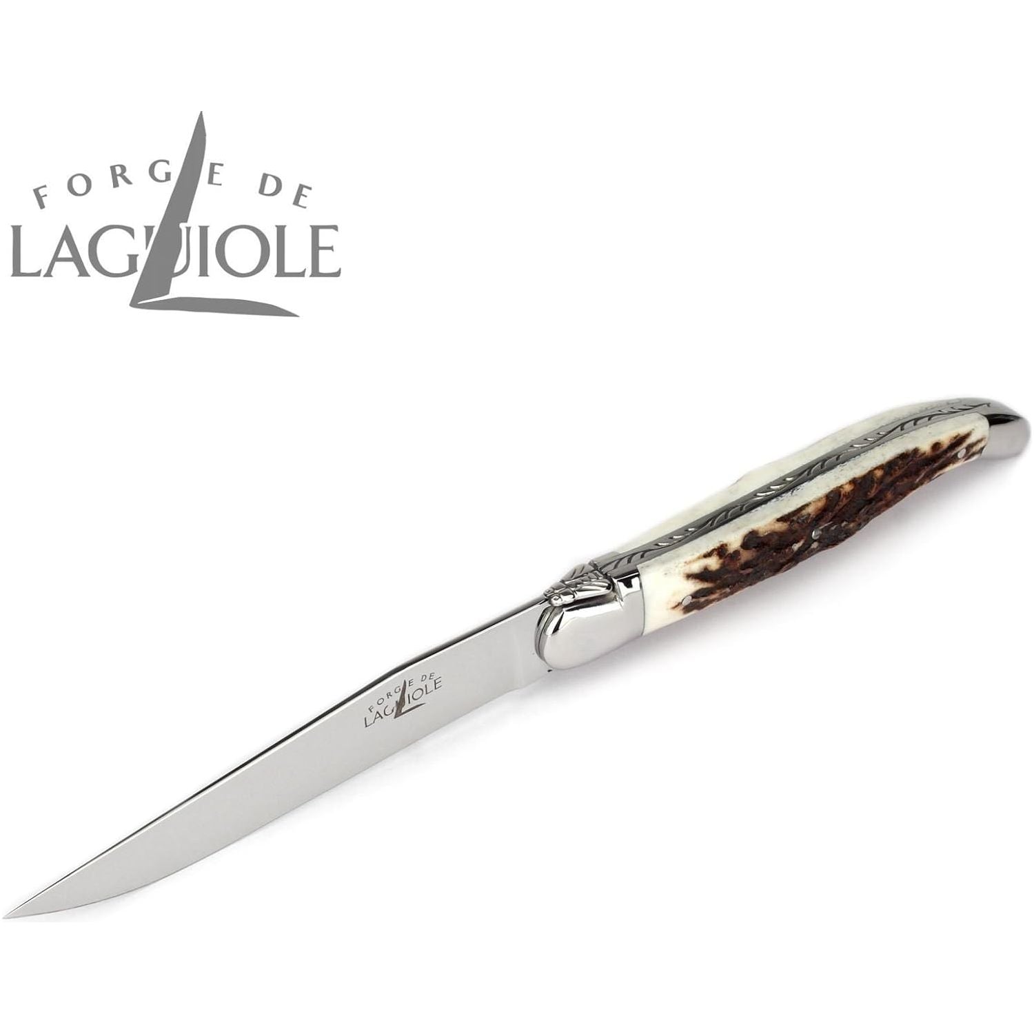 Coffret de 2 couteaux à steak, manche corne de cerf, coffret cadeau noir – Laguiole - Laguiole - Couteau à steak - - La Guilde Culinaire