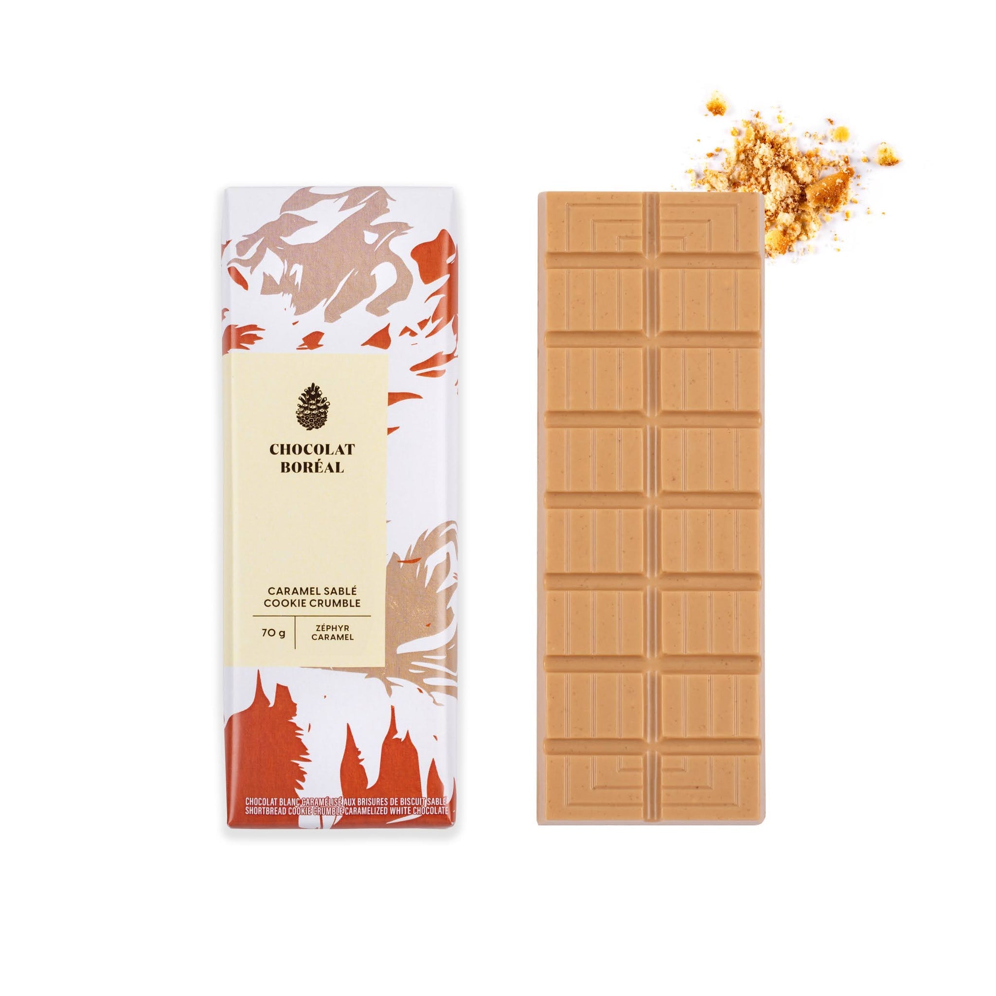 Tablette chocolat Gourmande BLANC - Caramel / sablé - Chocolat Boréal - Tablette de chocolat - - La Guilde Culinaire