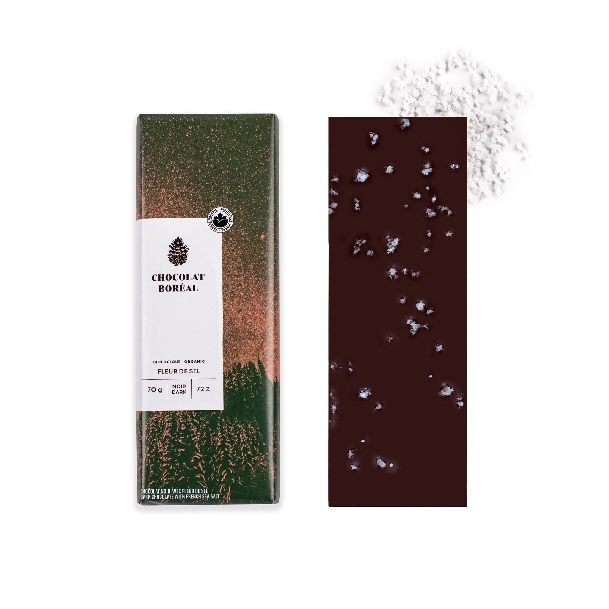 Tablette chocolat Biologique NOIR - Fleur de sel    - Chocolat Boréal - Tablette de chocolat - 