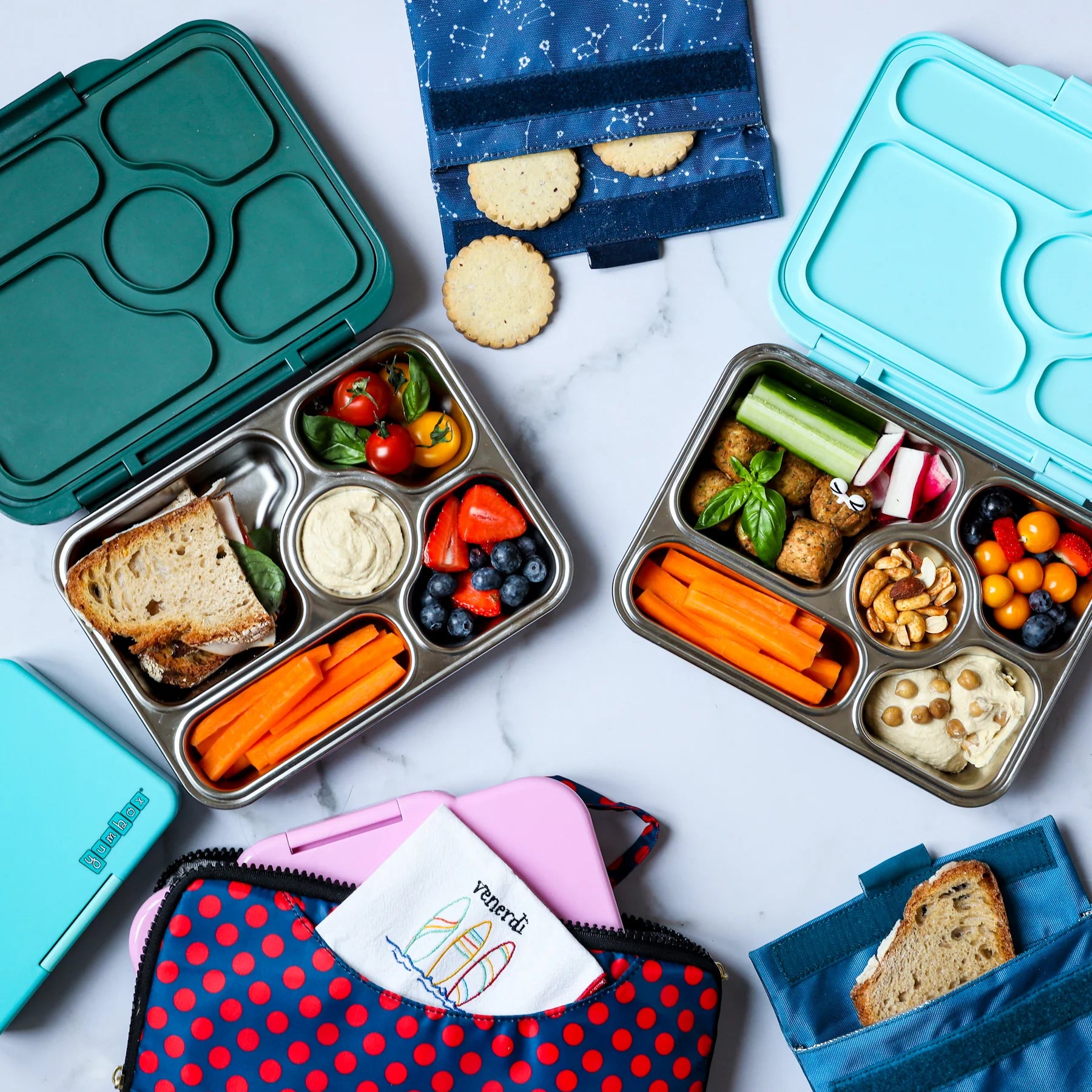 Yumbox Bento – Presto – Acier Inoxydable - Bleu Tulum - Yumbox - Boîte à repas - - La Guilde Culinaire