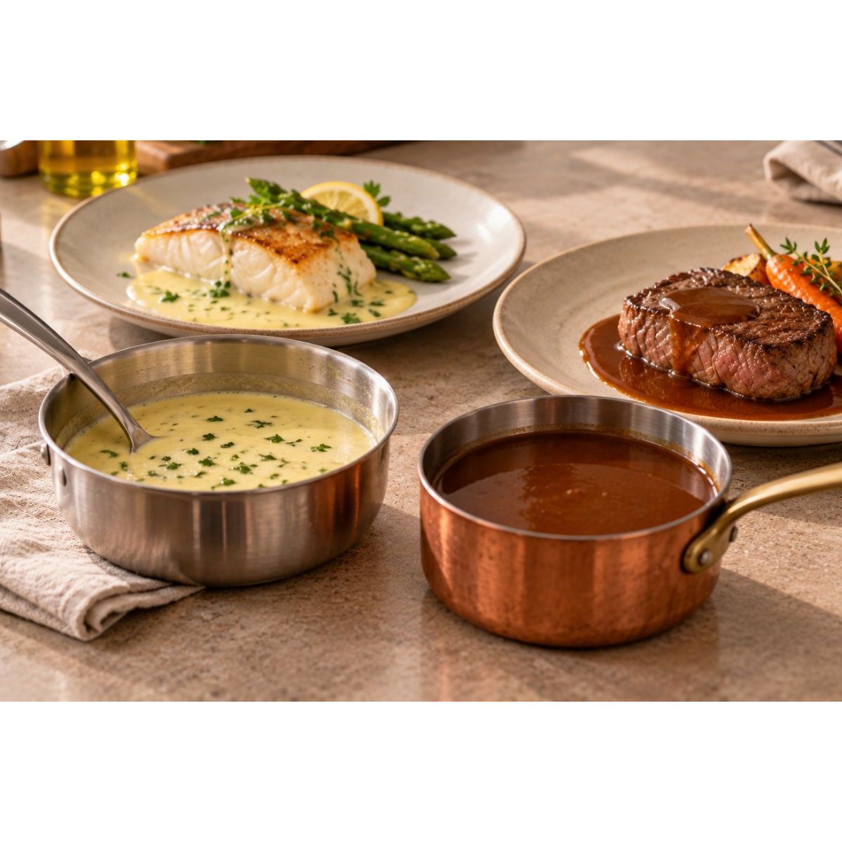 TECHNIQUES DE BASE : LES SAUCES POUR ACCOMPAGNER POISSONS ET VIANDES