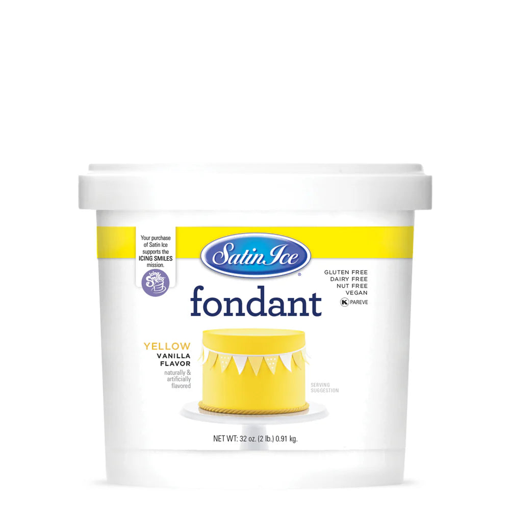 Fondant à Rouler 0.91 kg/2lb Satin Ice Jaune - Satin Ice - Fondant - SAT-034 - La Guilde Culinaire