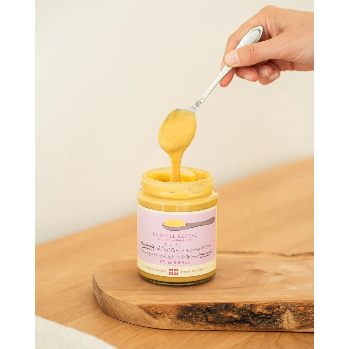 Moutarde à l’huile d’olive, ail rôti et balsamique blanc 270ml - La Belle Excuse - Moutarde - - La Guilde Culinaire
