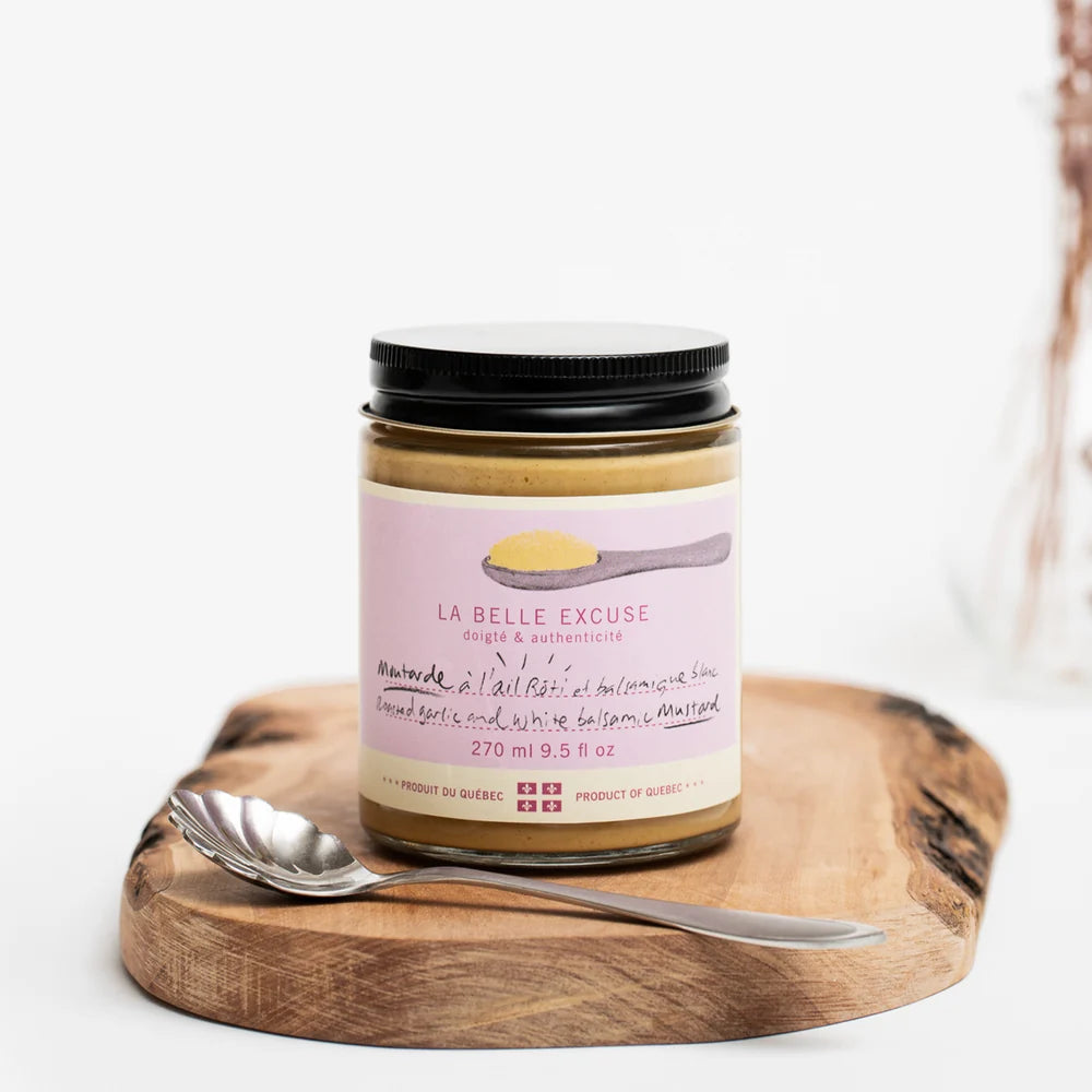 Moutarde à l’huile d’olive, ail rôti et balsamique blanc 270ml - La Belle Excuse - Moutarde - - La Guilde Culinaire