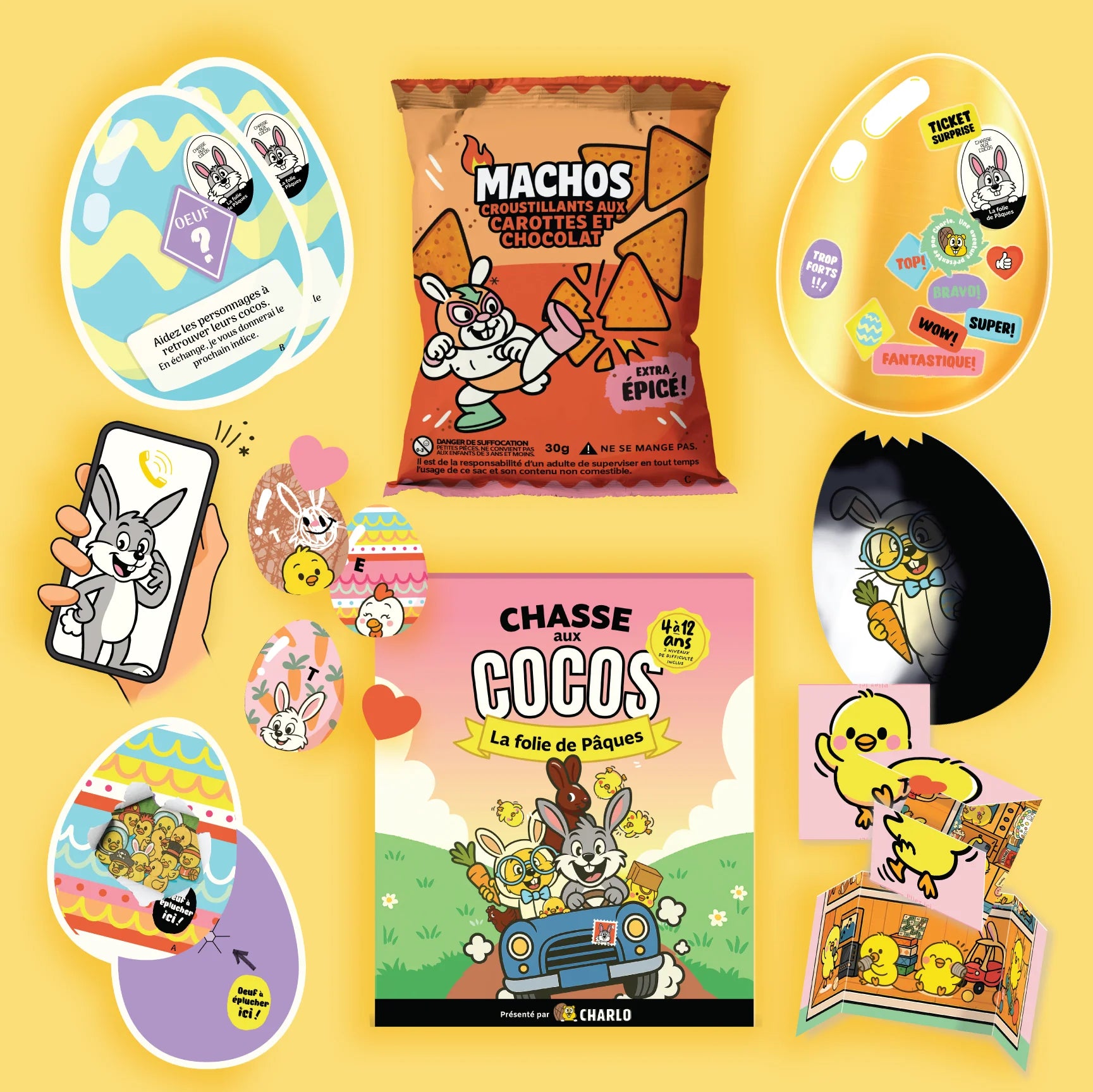 Chasse aux cocos - La folie de Pâques - Charlo Jeux et Aventures - Boîte anniversaire - - La Guilde Culinaire