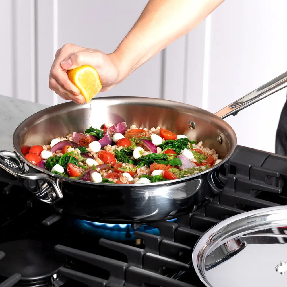 Sauteuse en acier inoxydable 4QT - D3 avec couvercle - All-Clad - Poêle à frire - - La Guilde Culinaire