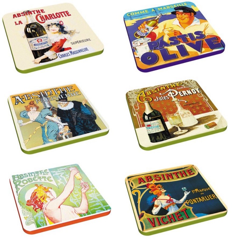 6 dessous de verres Thème Absinthes - Editions Clouet - Dessous de verre - - La Guilde Culinaire