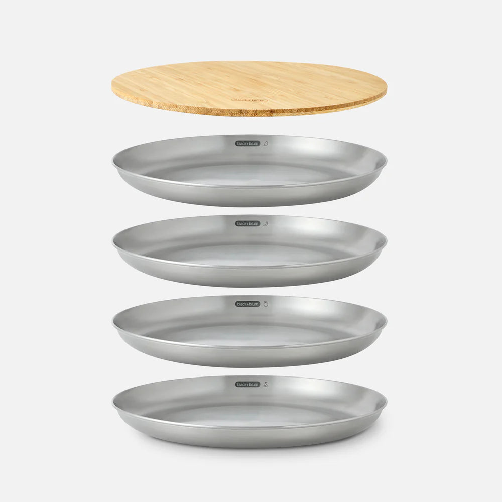 Set d'assiettes en inox - Black + Blum London - Boîte à repas - - La Guilde Culinaire