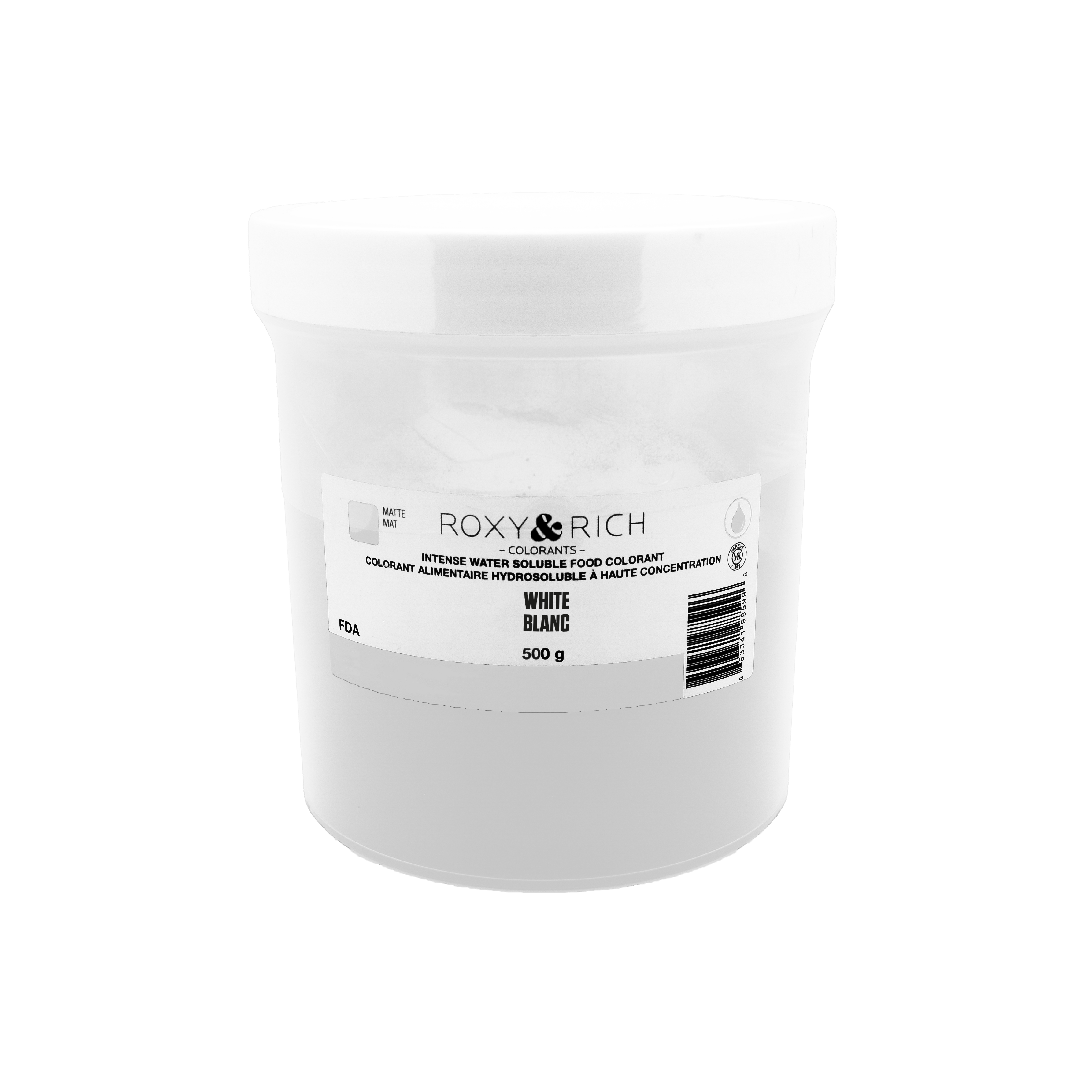 Colorant alimentaire hydrosoluble Blanc 500g - Roxy & Rich - Colorant alimentaire hydrosoluble - H250-000 - La Guilde Culinaire