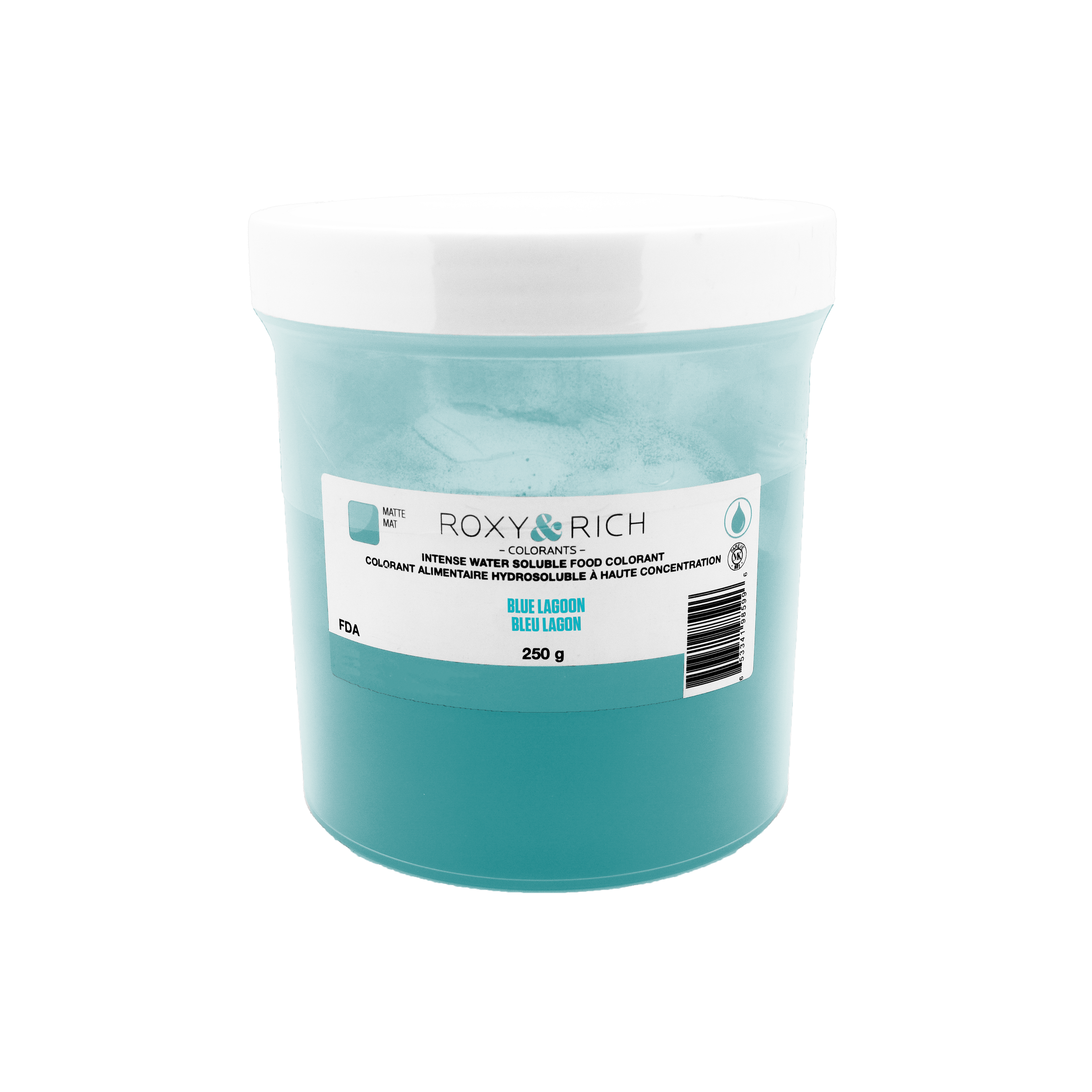 Colorant alimentaire hydrosoluble Bleu Lagon 250g - Roxy & Rich - Colorant alimentaire hydrosoluble - H250-008 - La Guilde Culinaire