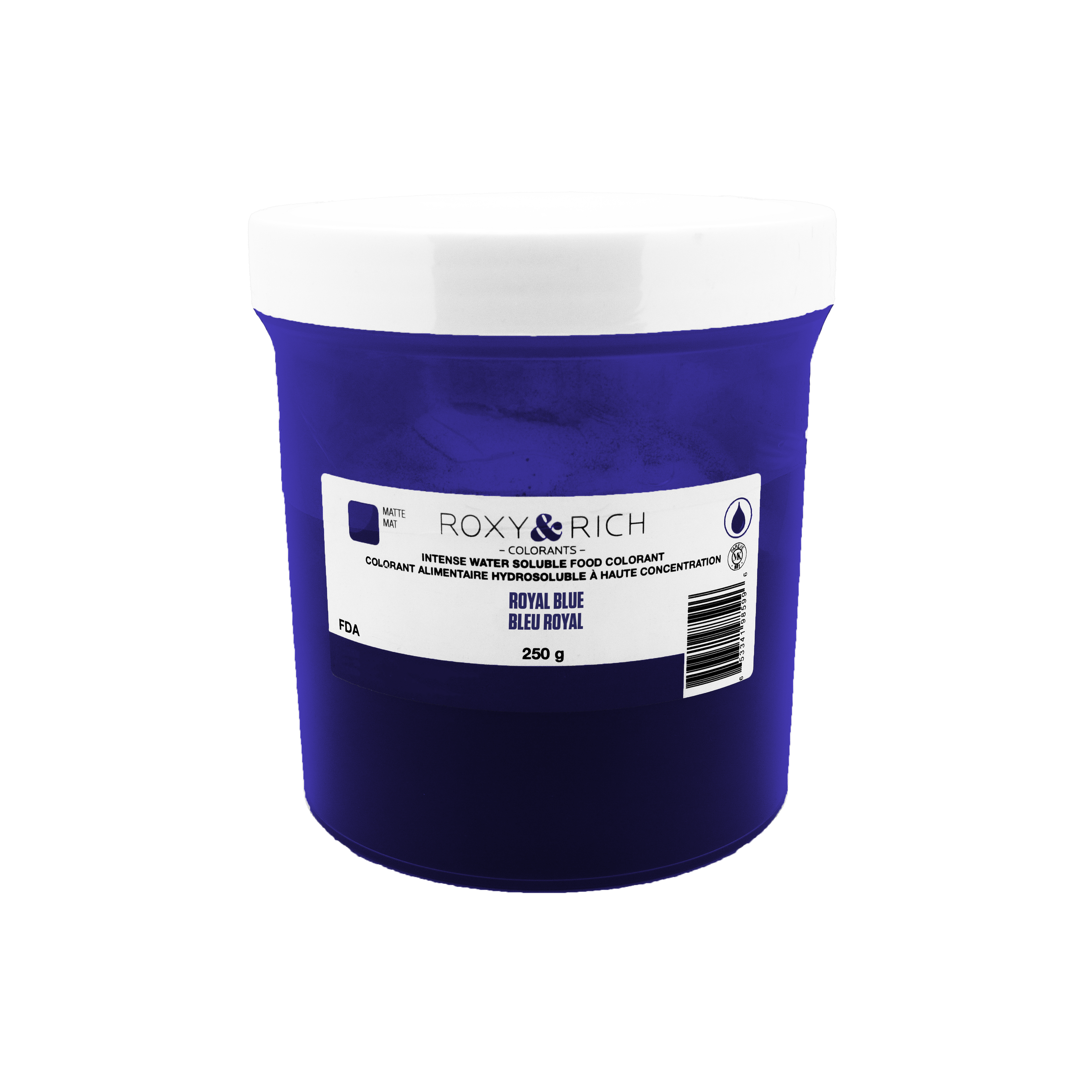 Colorant alimentaire hydrosoluble Bleu Royal 250g - Roxy & Rich - Colorant alimentaire hydrosoluble - H250-005 - La Guilde Culinaire