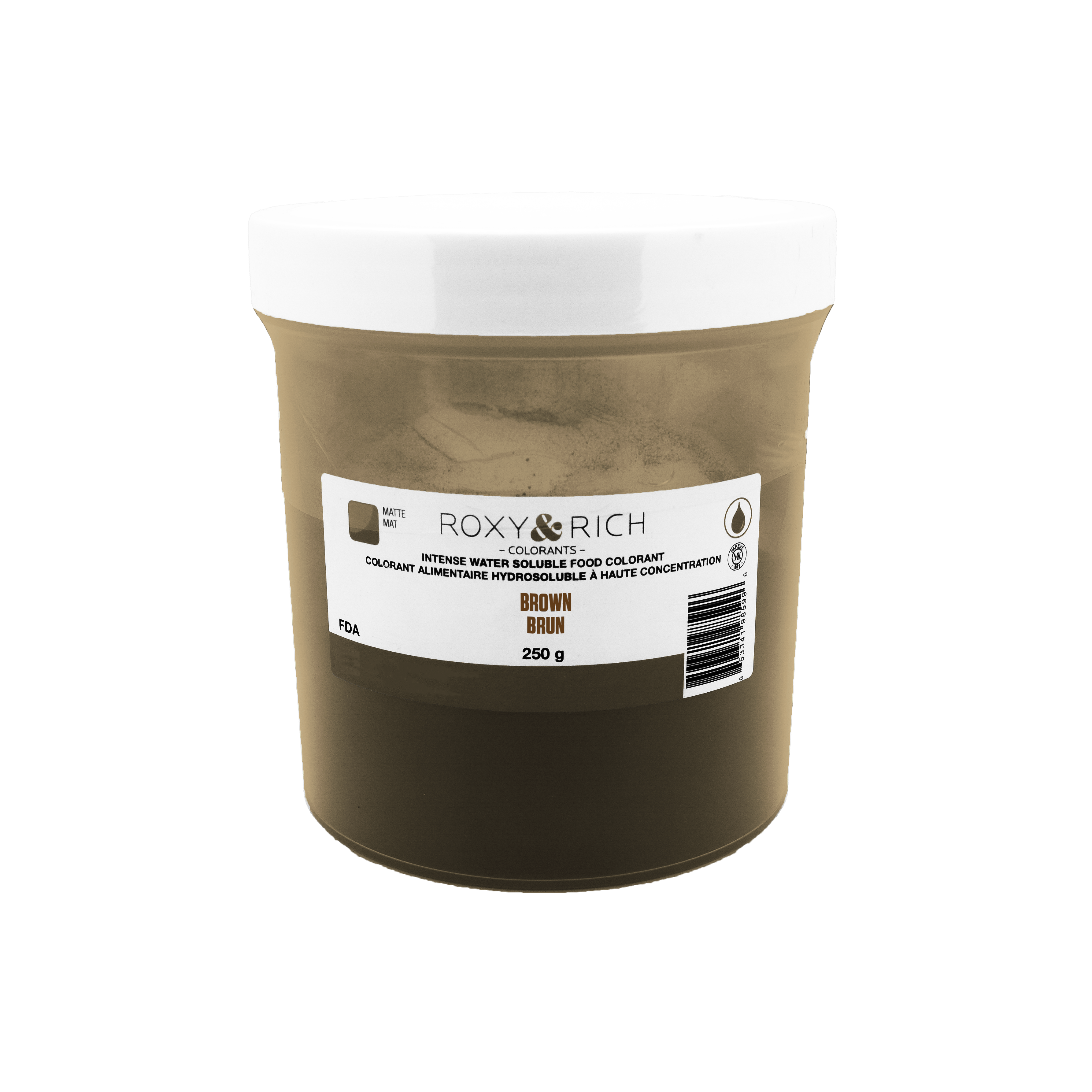 Colorant alimentaire hydrosoluble Brun 250g - Roxy & Rich - Colorant alimentaire hydrosoluble - H250-007 - La Guilde Culinaire