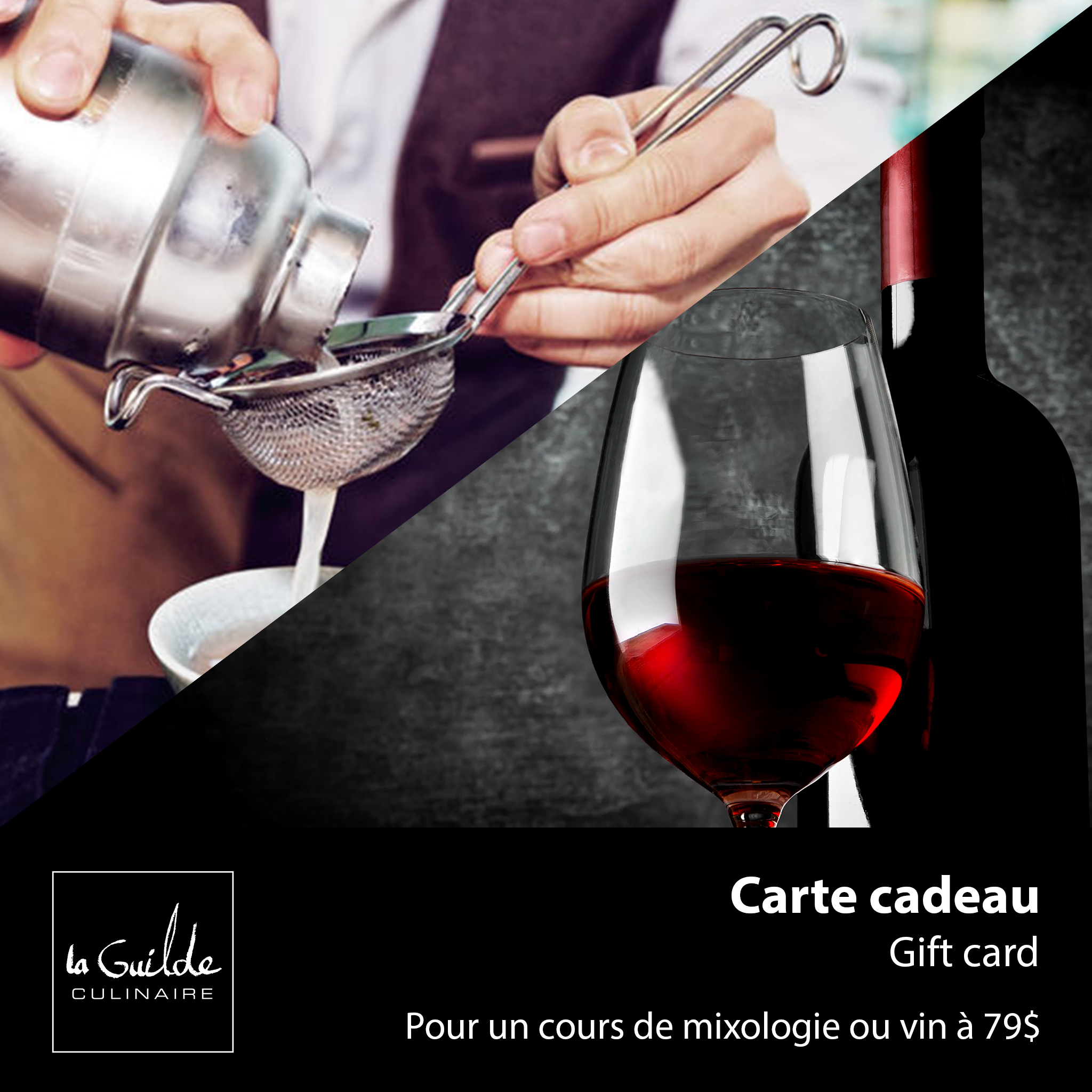Carte cadeau - Cours de mixologie ou vin pour 1 personne - La Guilde Culinaire - Carte cadeau - - La Guilde Culinaire