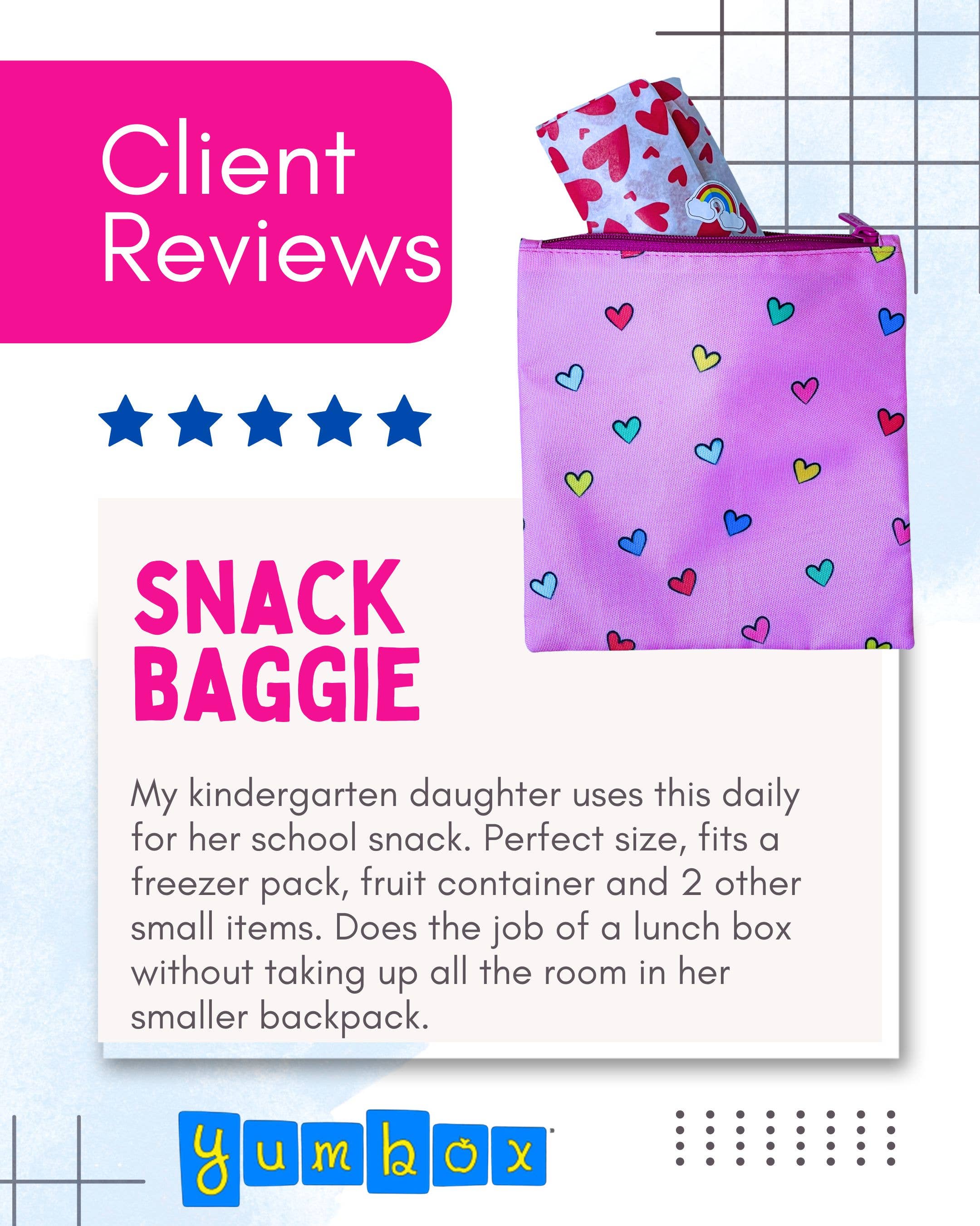 Sachets réutilisables pour encas et sandwichs — Lot de 2, motifs cœurs et chiens - Yumbox - Boîte à repas - - La Guilde Culinaire