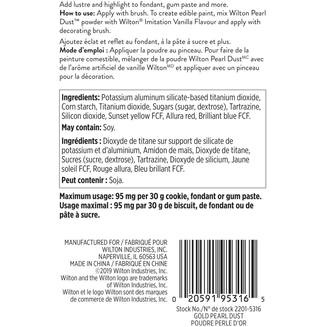 Colorant alimentaire en poudre Pearl Dust, Or