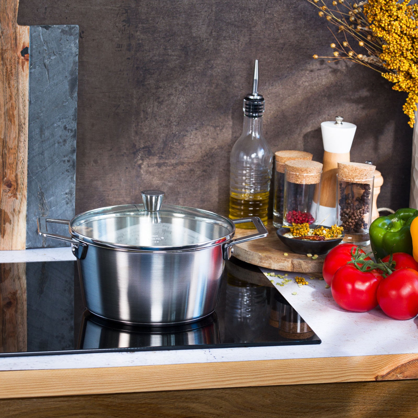 Faitout inox brossé avec couvercle Cristel - Collection 1826 - Cristel - Marmite - - La Guilde Culinaire