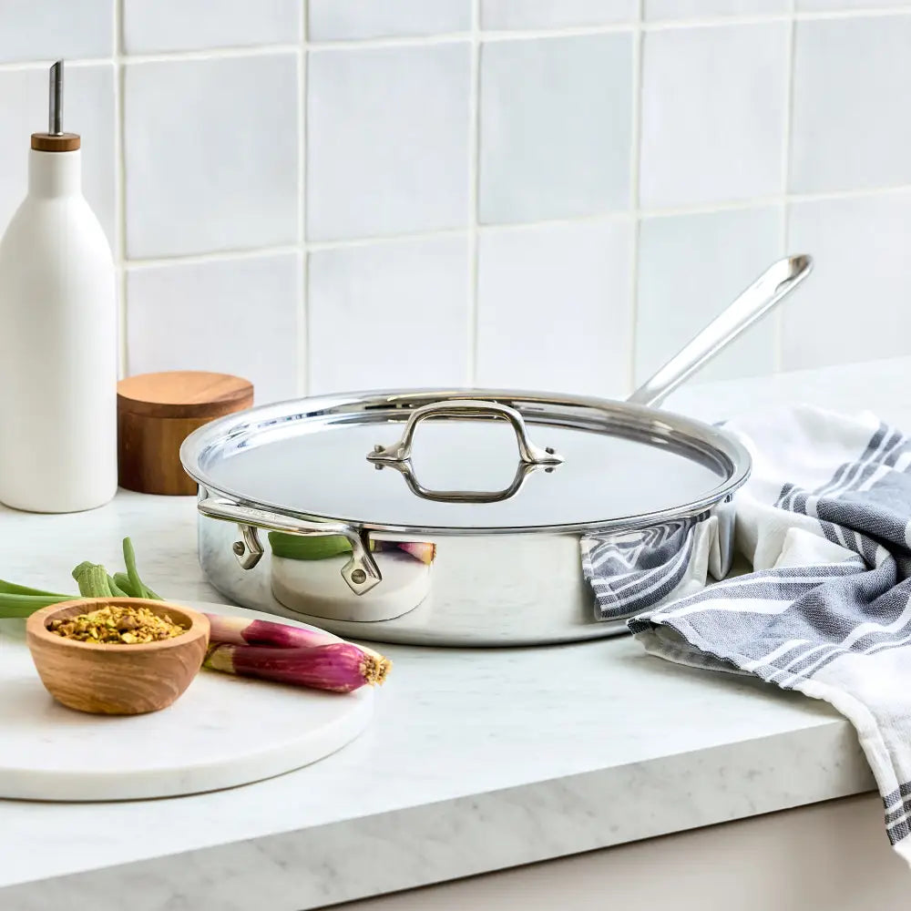 Sauteuse en acier inoxydable 4QT - D3 avec couvercle - All-Clad - Poêle à frire - - La Guilde Culinaire