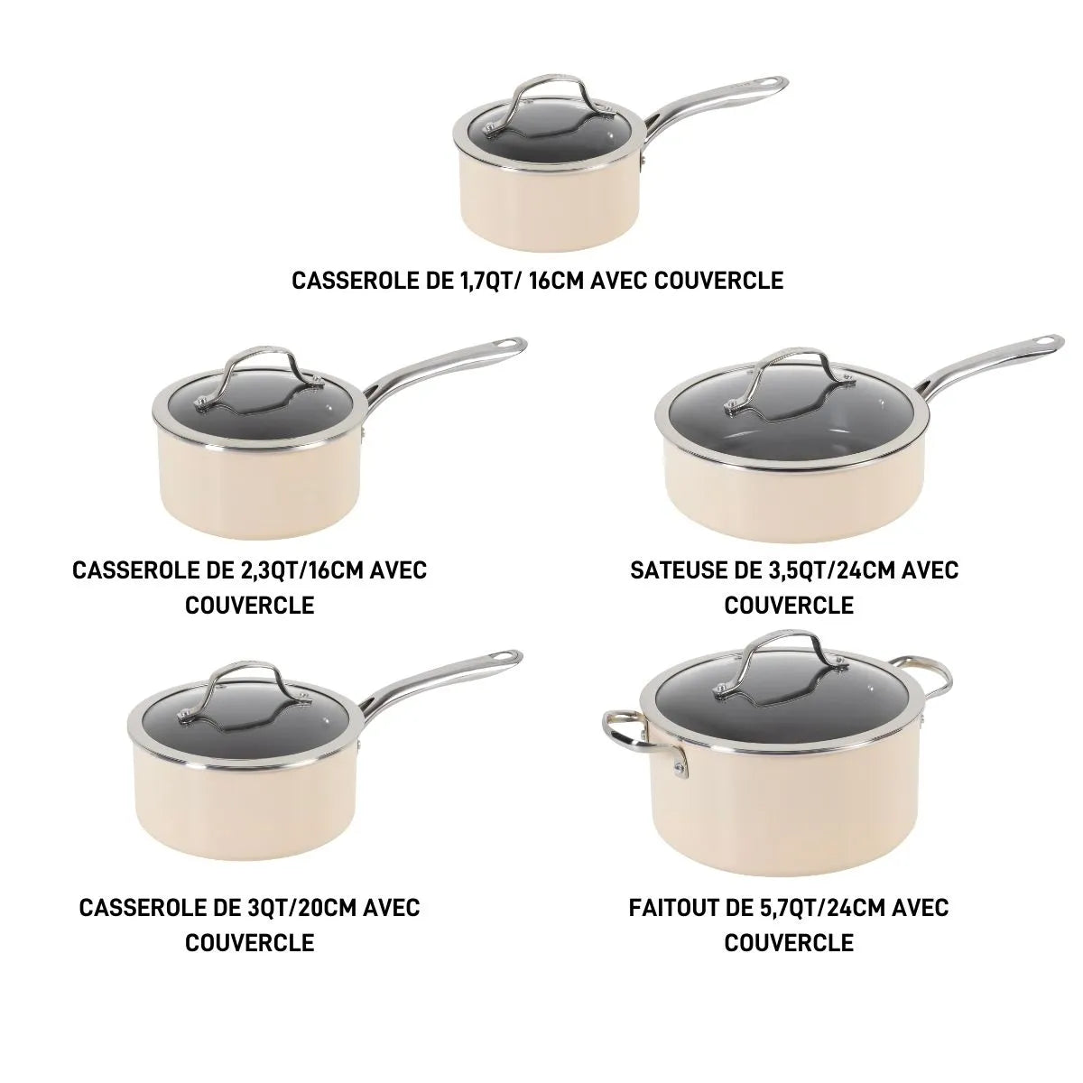 Batterie de cuisine antiadhésive en céramique 10 pièces T-fal Excellence - T-fal - Batterie de cuisine - - La Guilde Culinaire