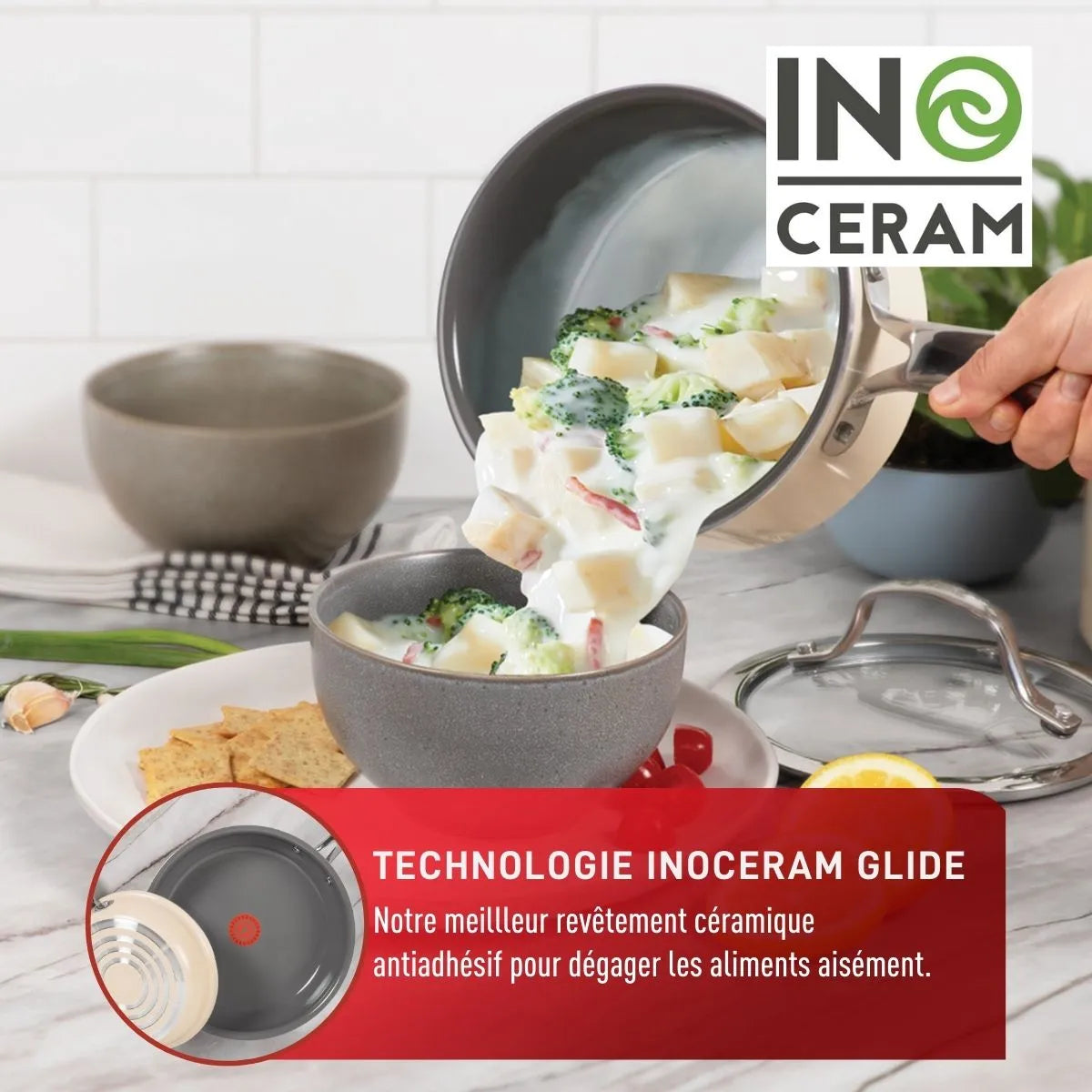 Batterie de cuisine antiadhésive en céramique 10 pièces T-fal Excellence - T-fal - Batterie de cuisine - - La Guilde Culinaire