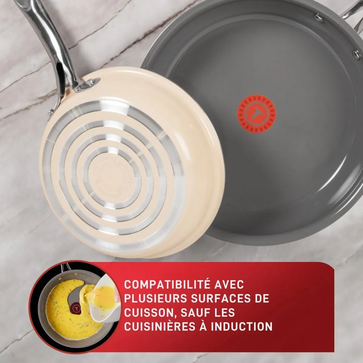 Batterie de cuisine antiadhésive en céramique 10 pièces T-fal Excellence - T-fal - Batterie de cuisine - - La Guilde Culinaire