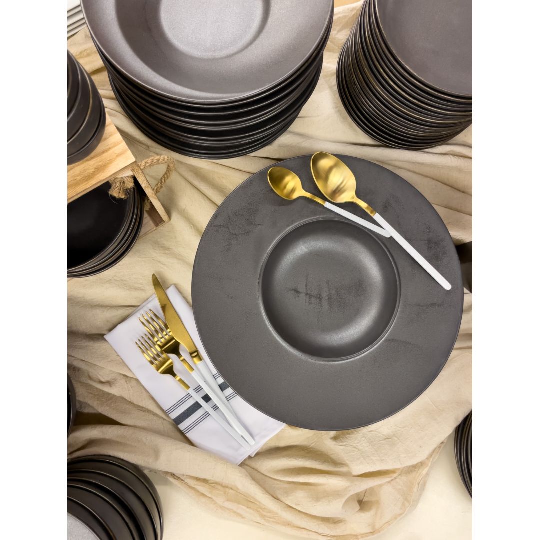 Assiette à pâtes profonde noir 12" - Planet Tableware - Assiette - - La Guilde Culinaire