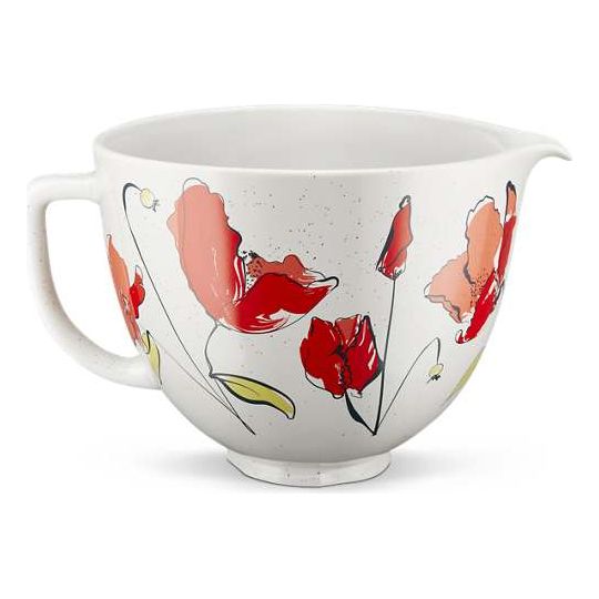 Bol en céramique motifs coquelicots 3L-5qt pour KitchenAid - Kitchenaid - Bol batteur sur socle - - La Guilde Culinaire
