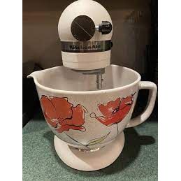 Bol en céramique motifs coquelicots 3L-5qt pour KitchenAid - Kitchenaid - Bol batteur sur socle - - La Guilde Culinaire