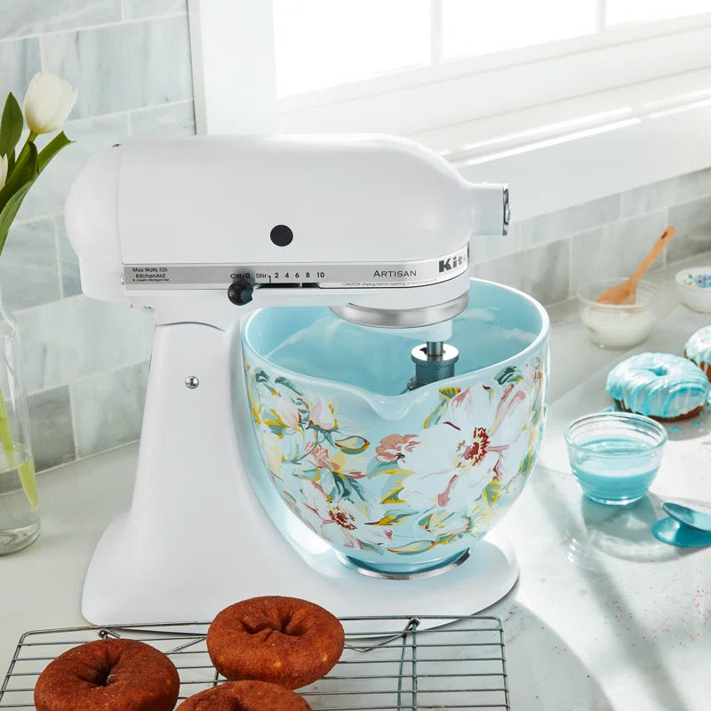 Bol en céramique motifs gardénia 3L-5qt pour KitchenAid - Kitchenaid - Bol batteur sur socle - - La Guilde Culinaire