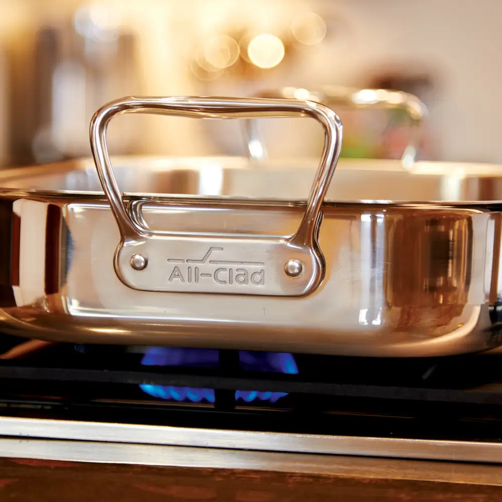 Accessoires Gourmet, Petite Rôtissoire en Acier Inoxydable avec support, 11 x 14 po - All-Clad - Rôtissoire - - La Guilde Culinaire