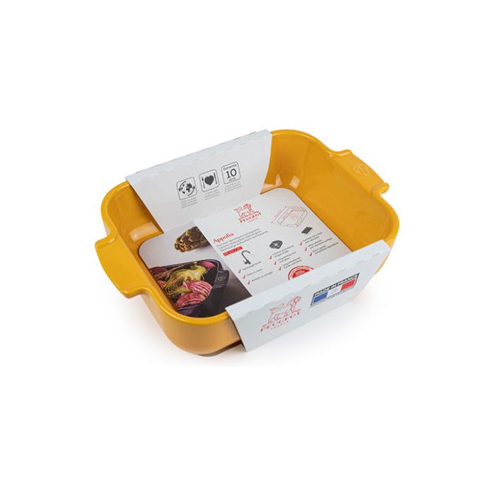 APPOLIA - Plat four céramique rectangle jaune safran satin 25 cm - 10in - Peugeot - Plat pour four - - La Guilde Culinaire